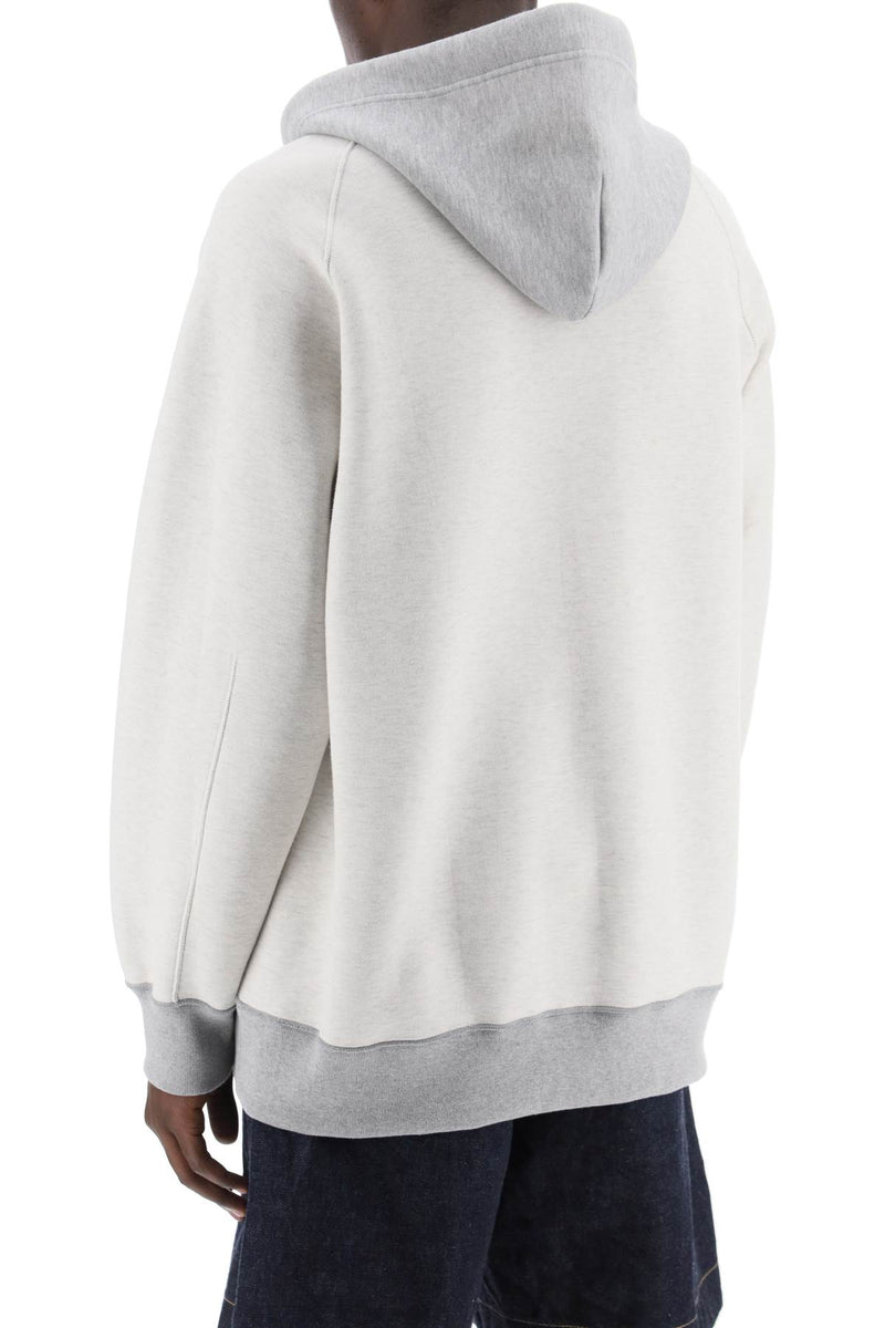 Sacai Hooded Sweatshirt With Reverse Grey