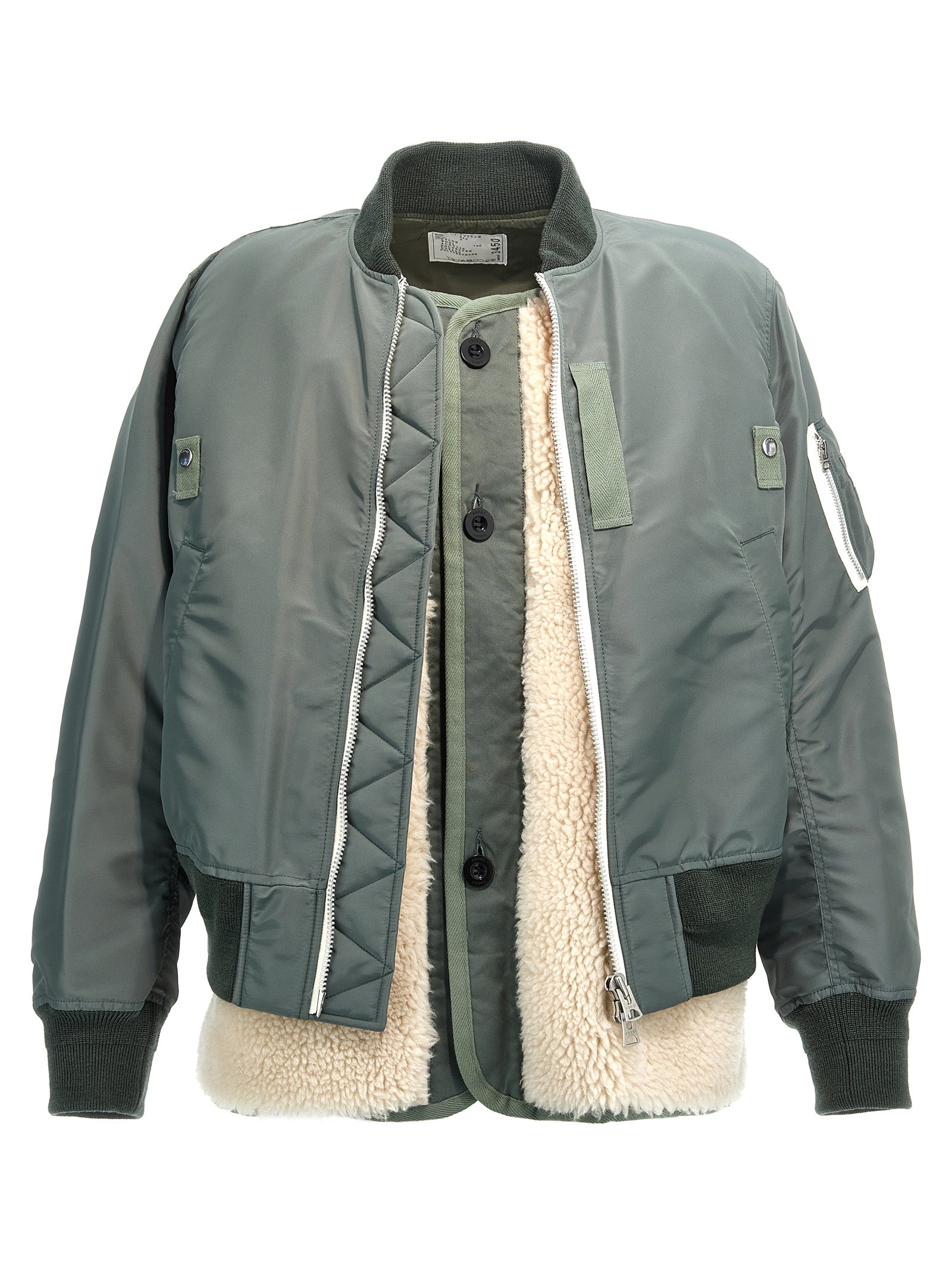 Sacai Shearling Insert Nylon Bomber Jacket