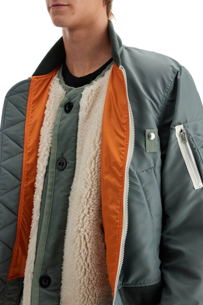 Sacai Layered Hybrid Bomber Jacket Khaki