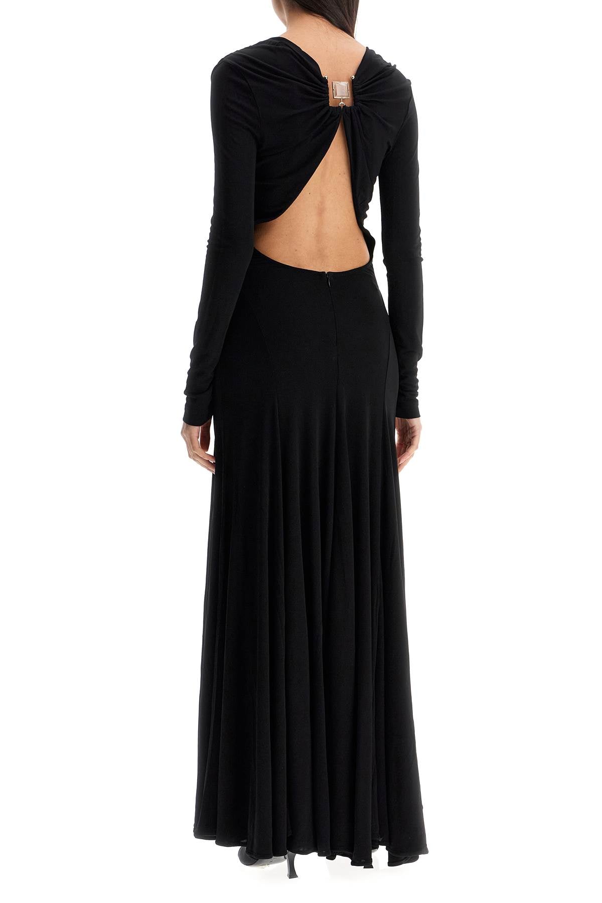 Christopher Esber Long Black Viscose Maxi Dress With Copper And Stone Decoration