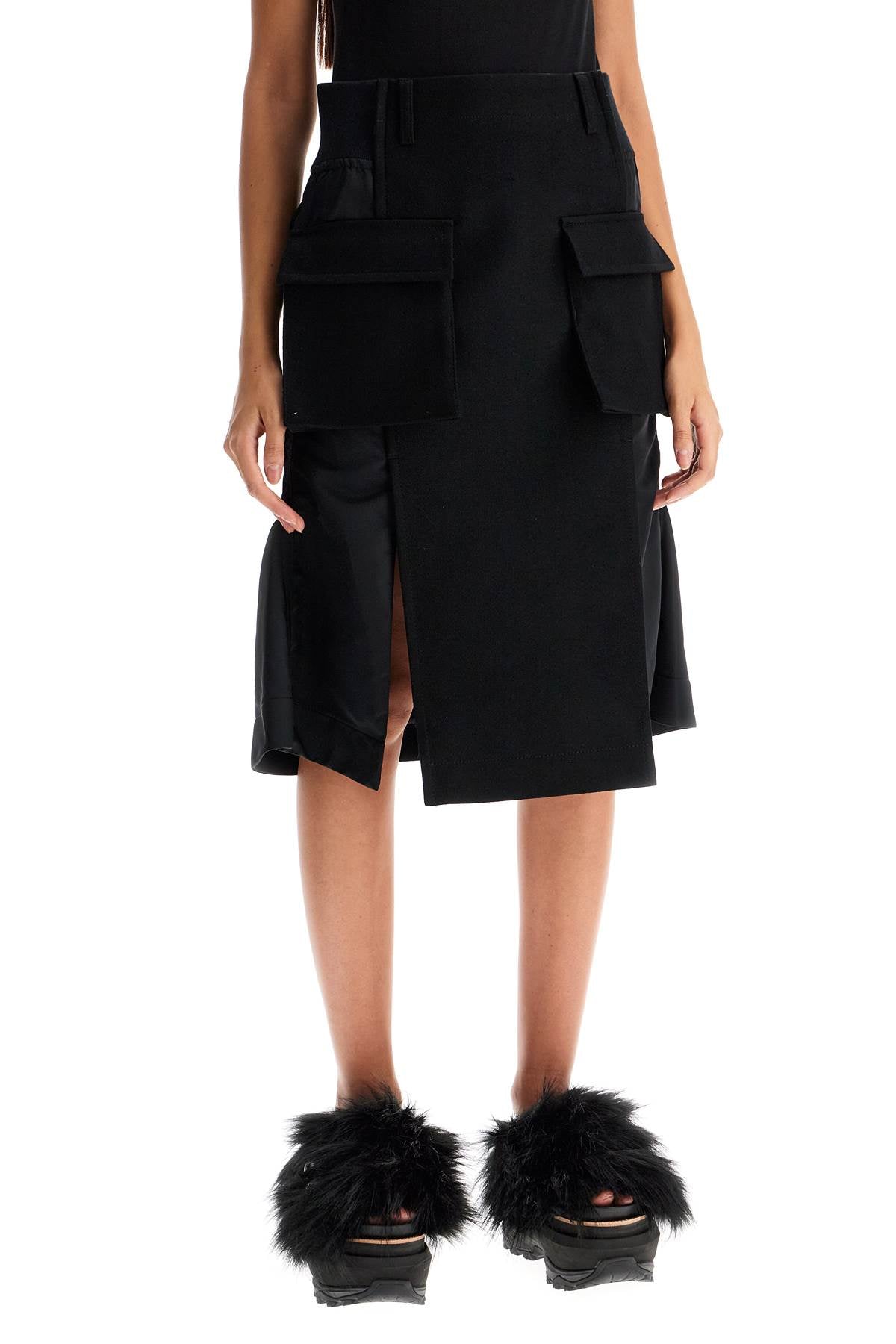 Sacai 'Hybrid Nylon And Wool Skirt'