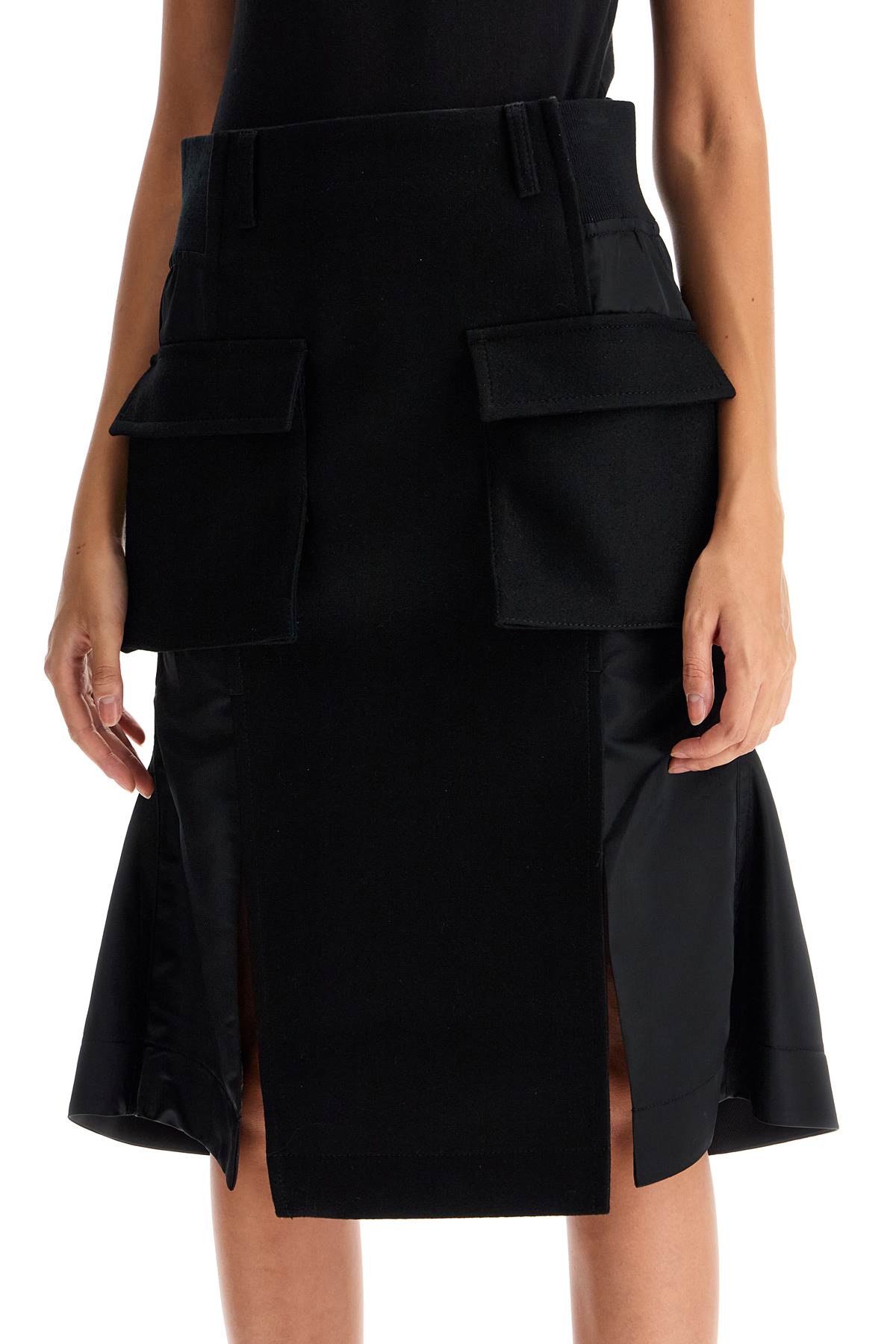 Sacai 'Hybrid Nylon And Wool Skirt'