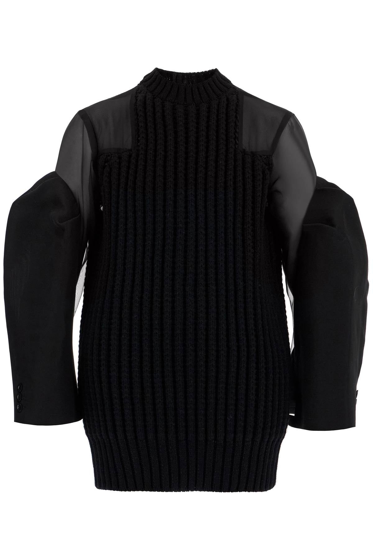 Sacai Knit And Chiffon Mini