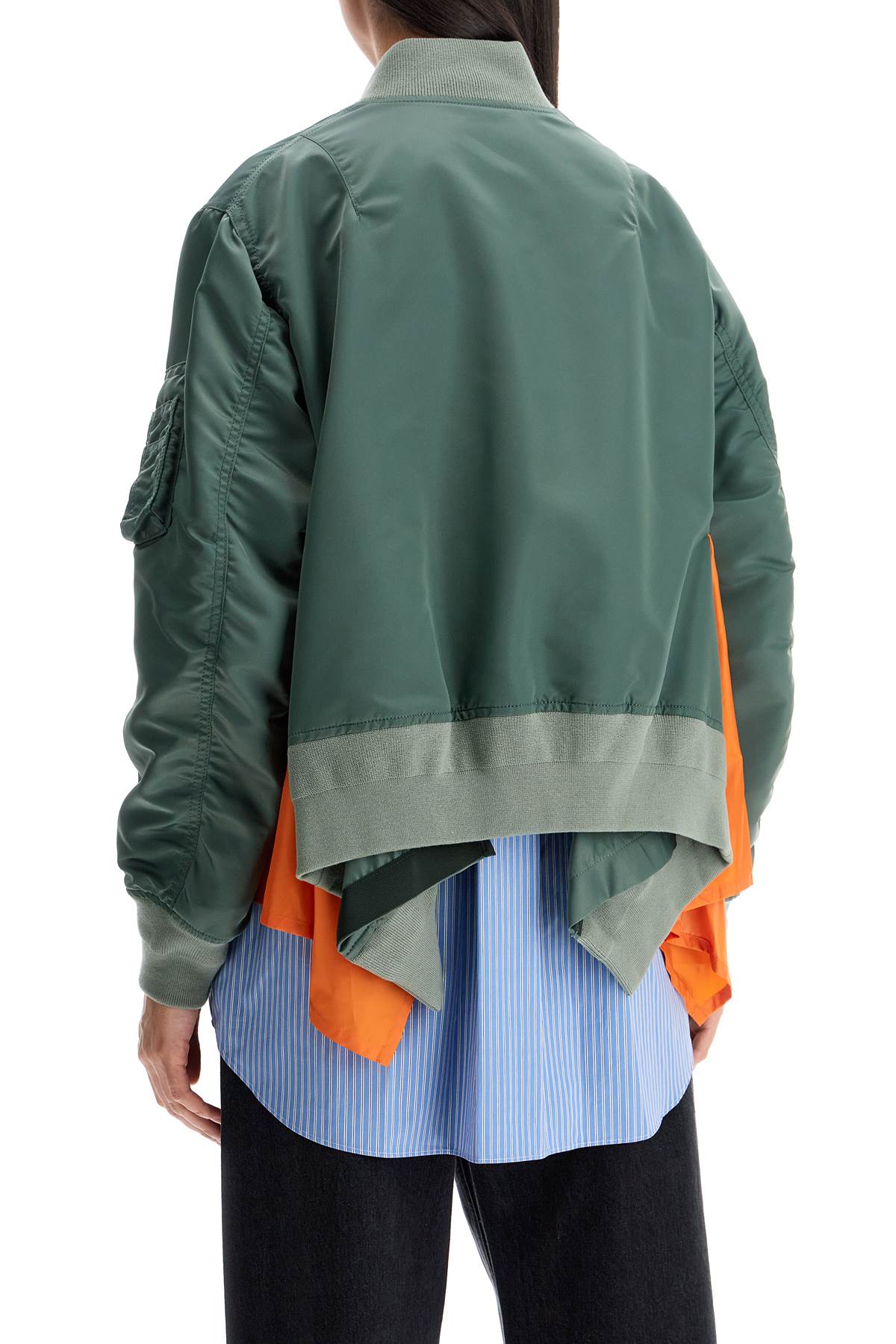 Sacai In Pelle\N\Nnylon Bomber Jacket