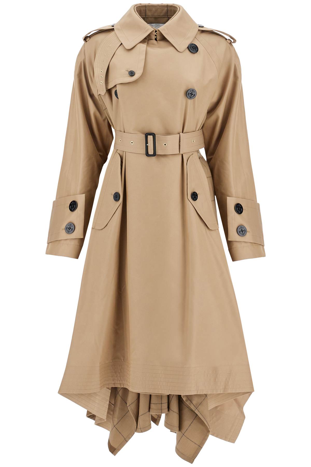 Sacai In Pelle  Gabardine Trench