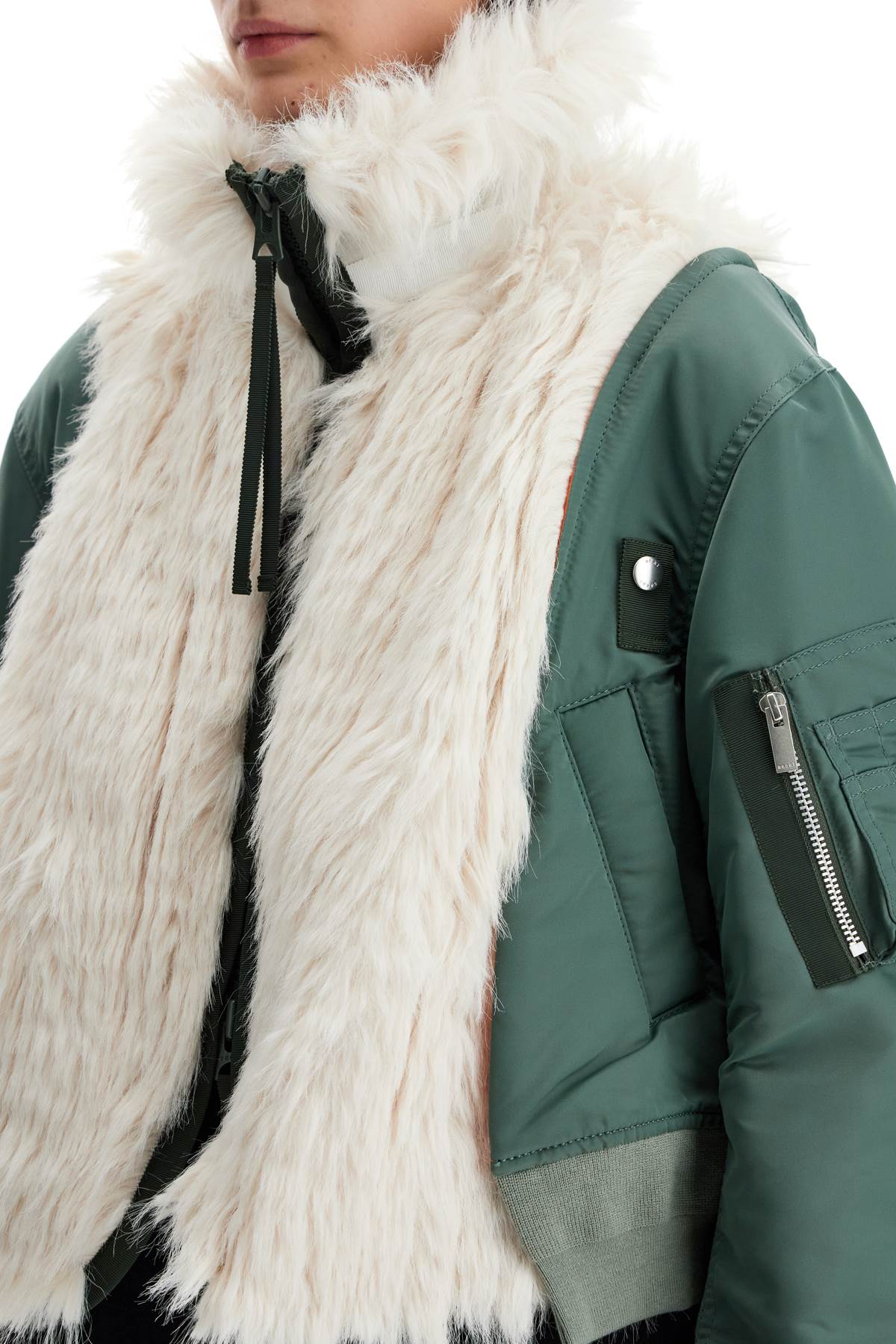 Sacai Jacket With Faux Fur Inserts