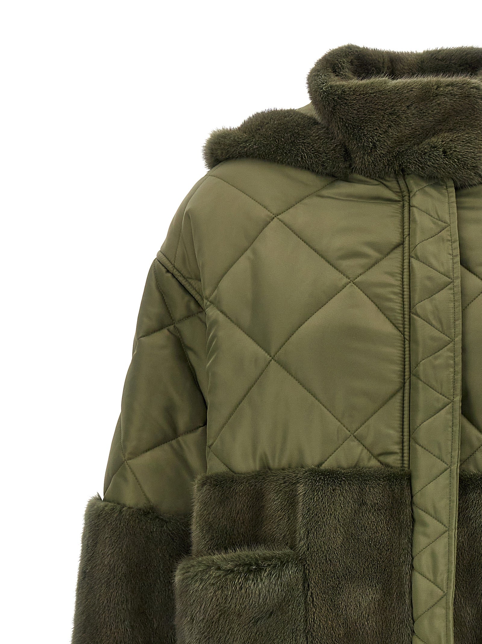 Blancha 'Nylon Diamond-Visone' Long Down Jacket