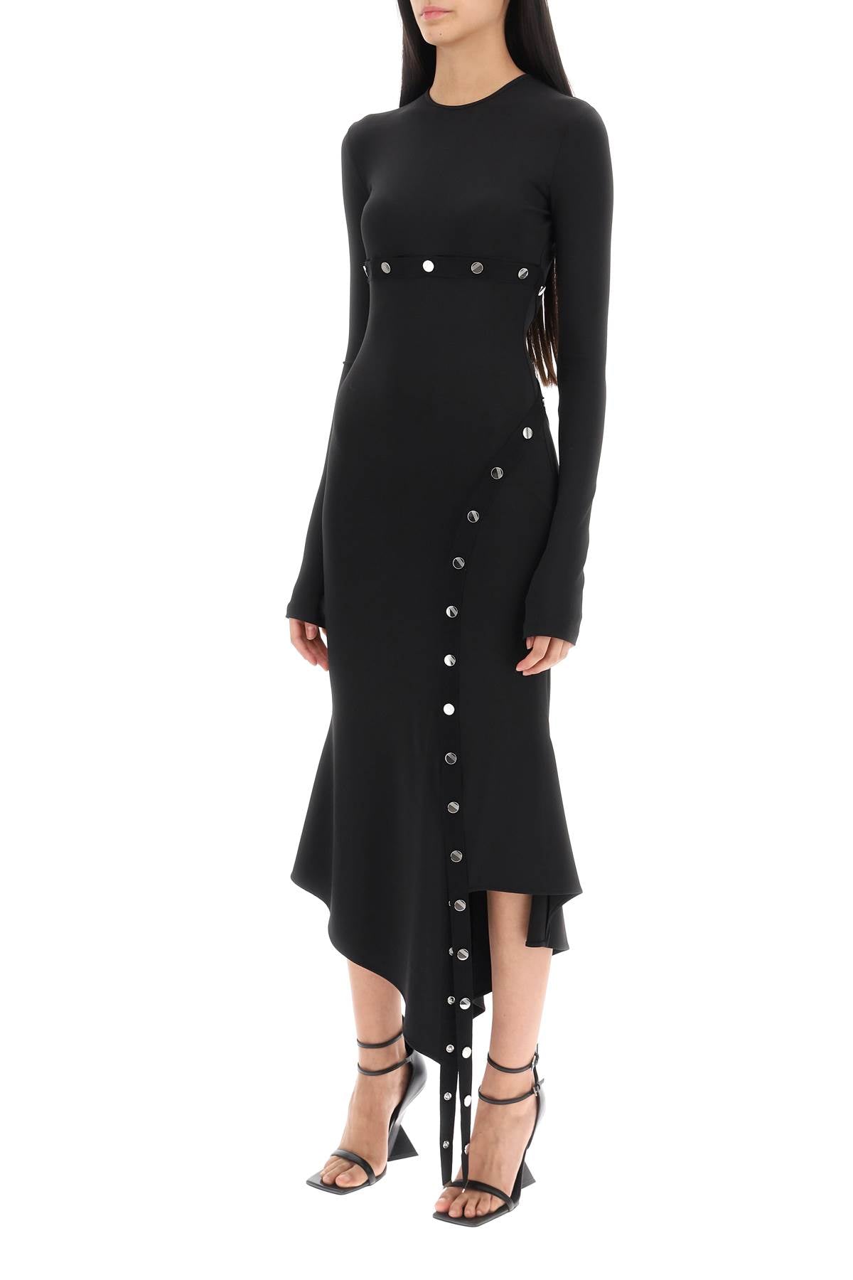 The Attico Asymmetric Dress With Snap Buttons