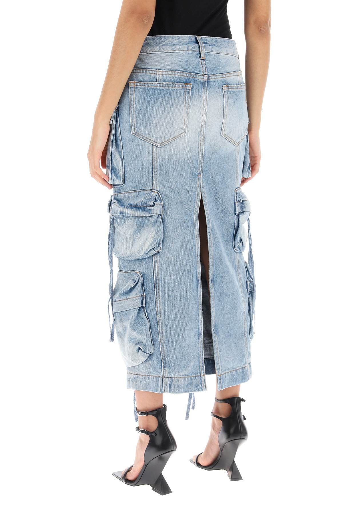 The Attico Cargo Denim Skirt