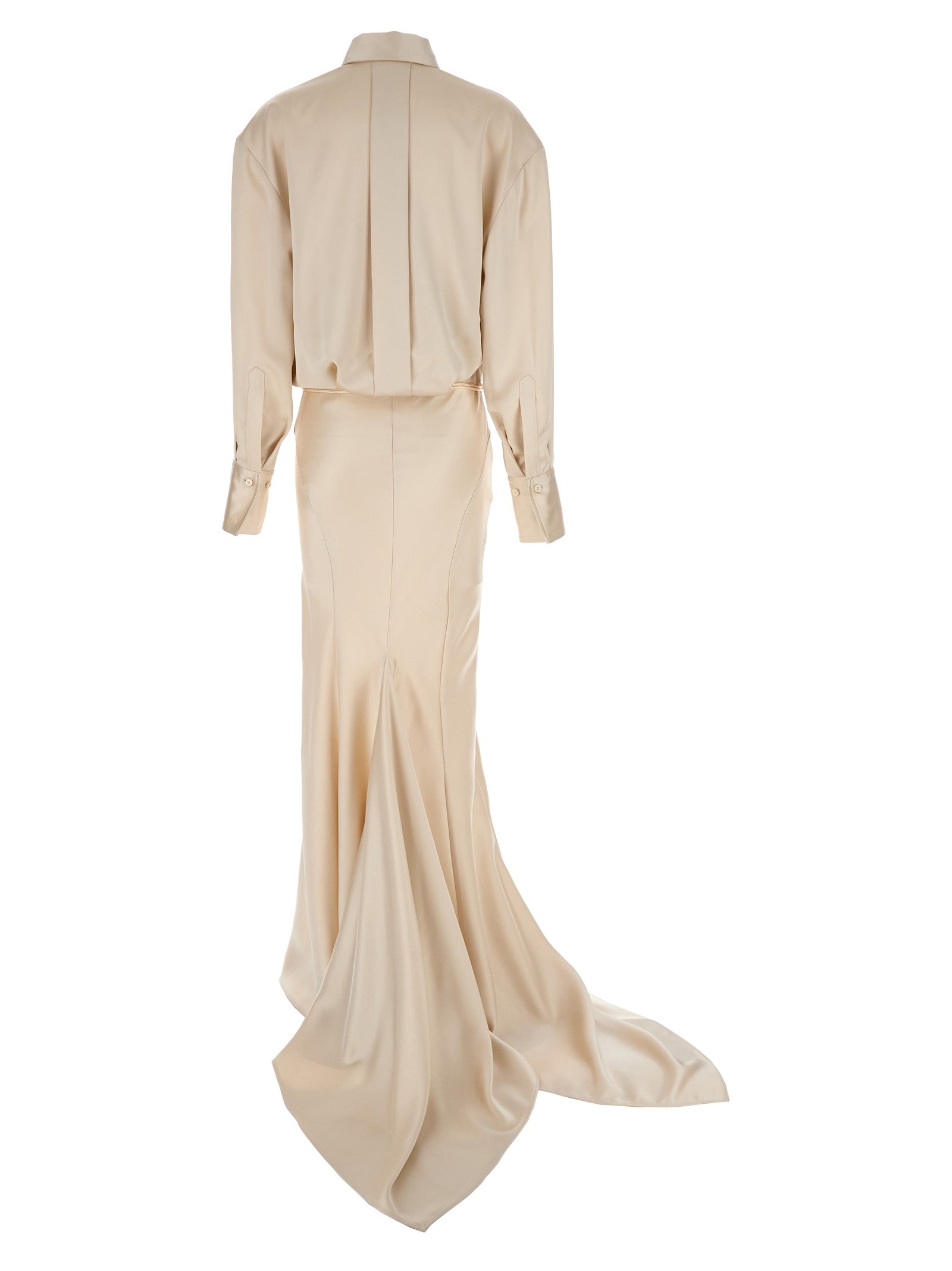 The Attico Long Satin Chemisier Dress