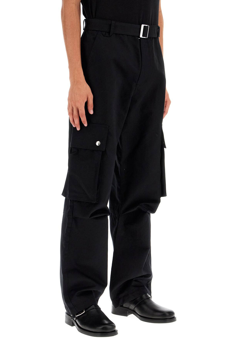 Jacquemus Cargo Gabardine Trousers In Eight Black