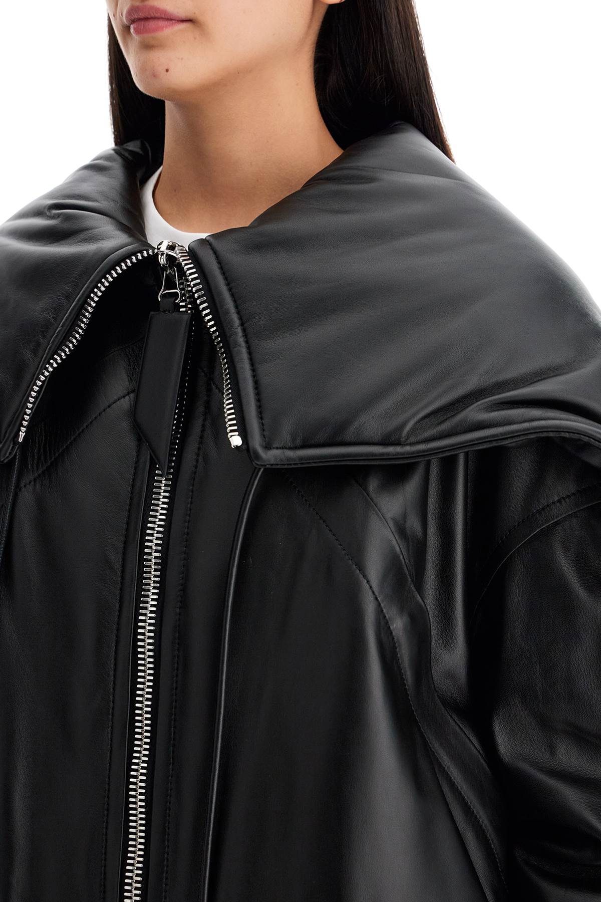 The Attico Nappa Bomber Jacket With Oversized Hood