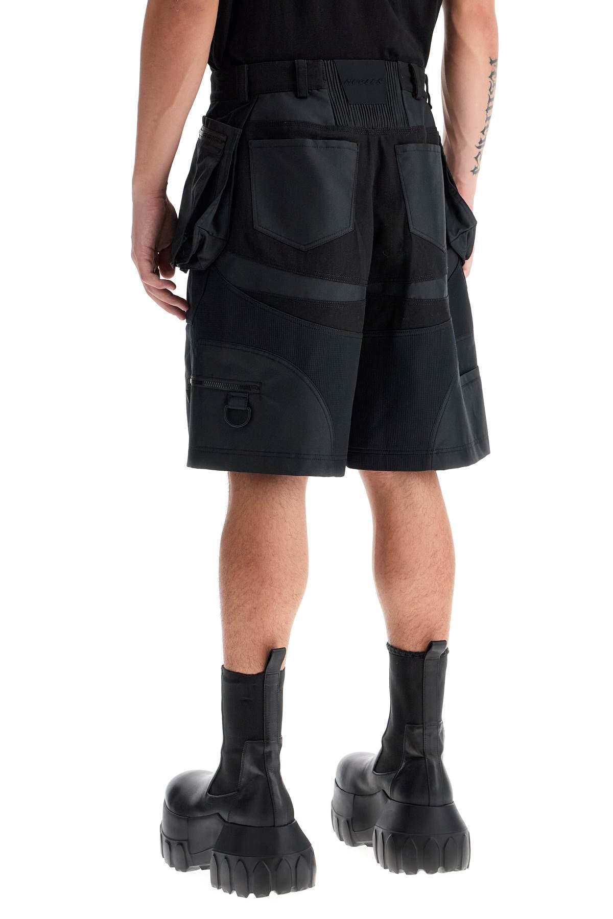 Mugler Bi-Material Cargo Bermuda Shorts