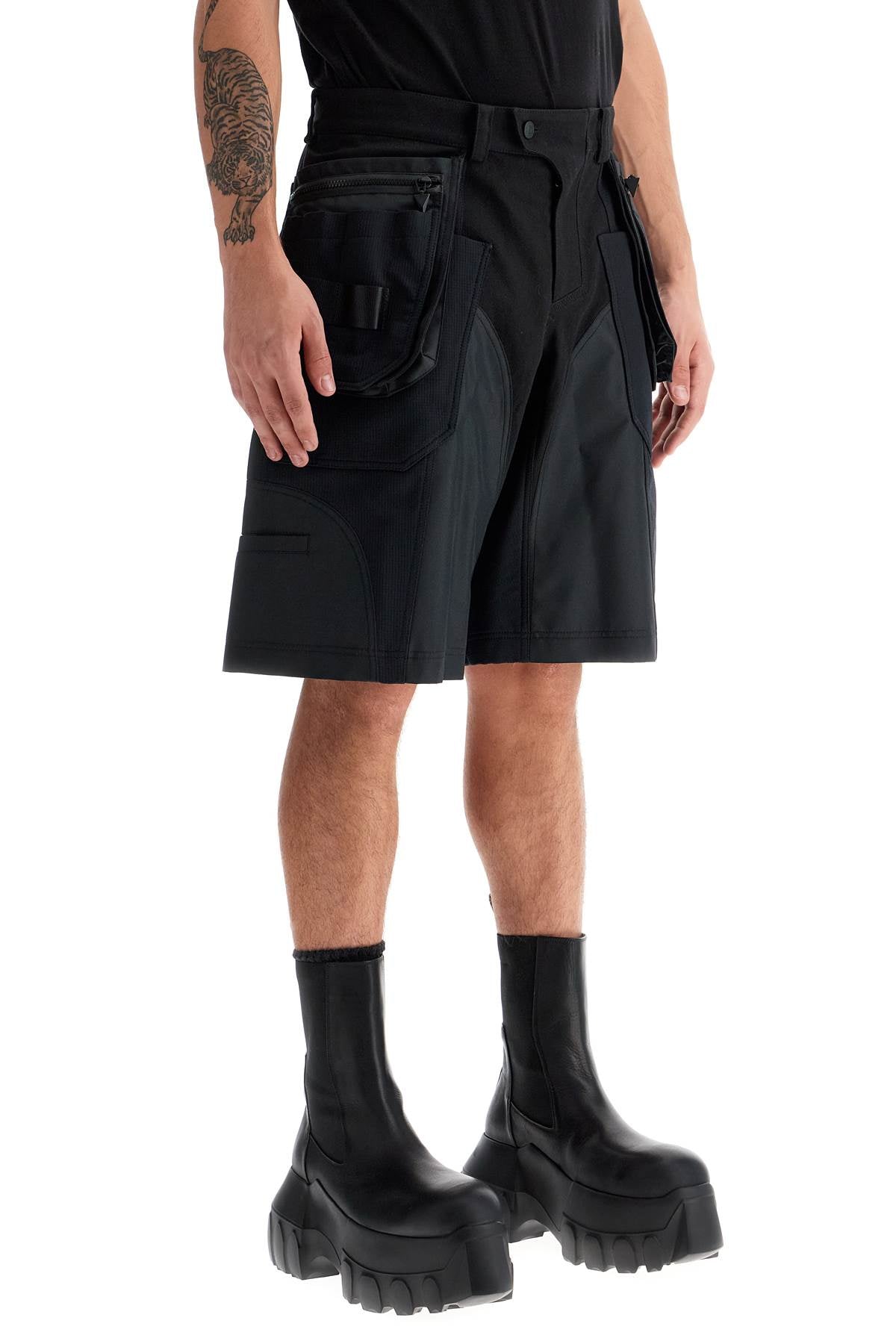 Mugler Bi-Material Cargo Bermuda Shorts