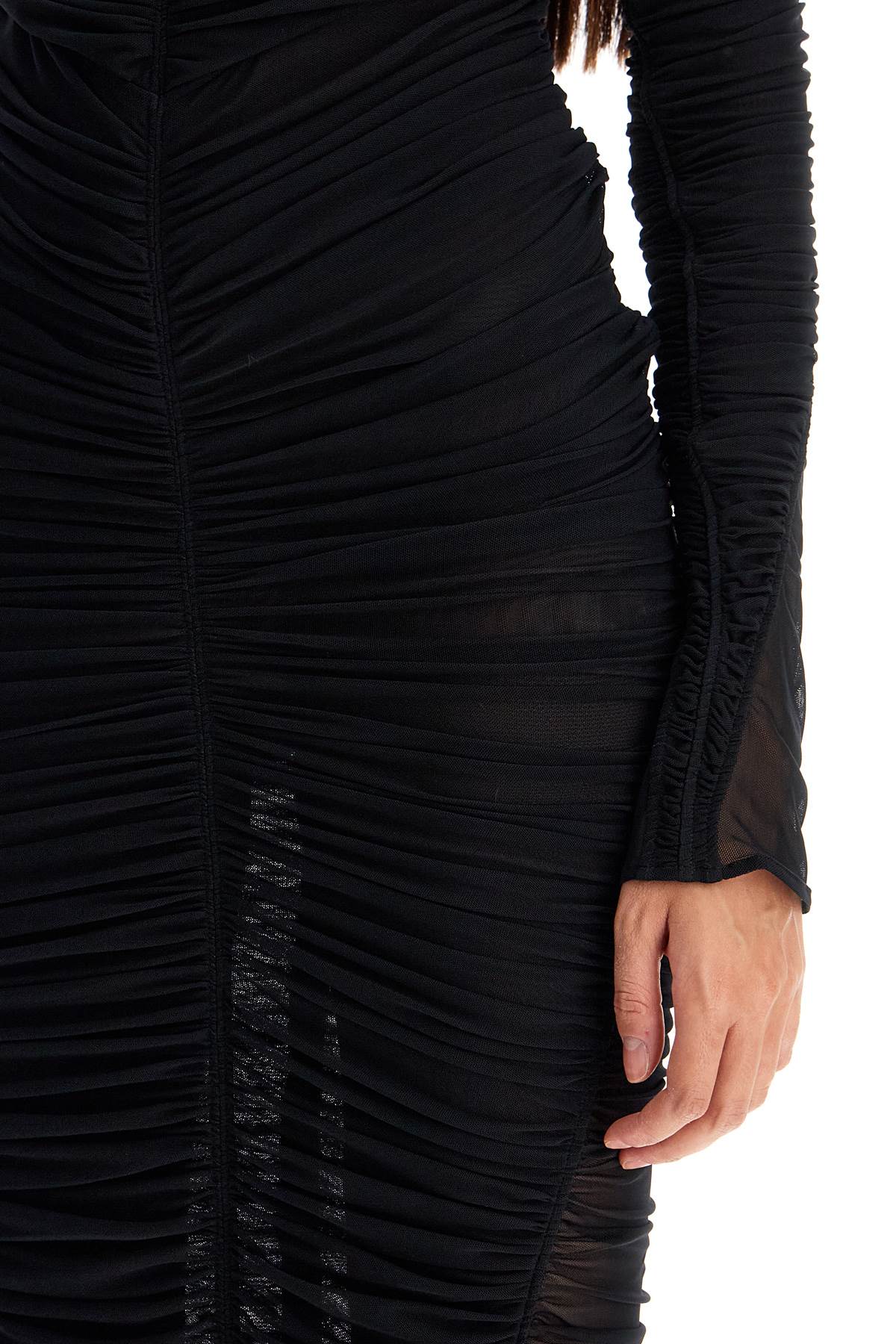 Mugler Ruffled Maxi Dress In Mesh Fabric