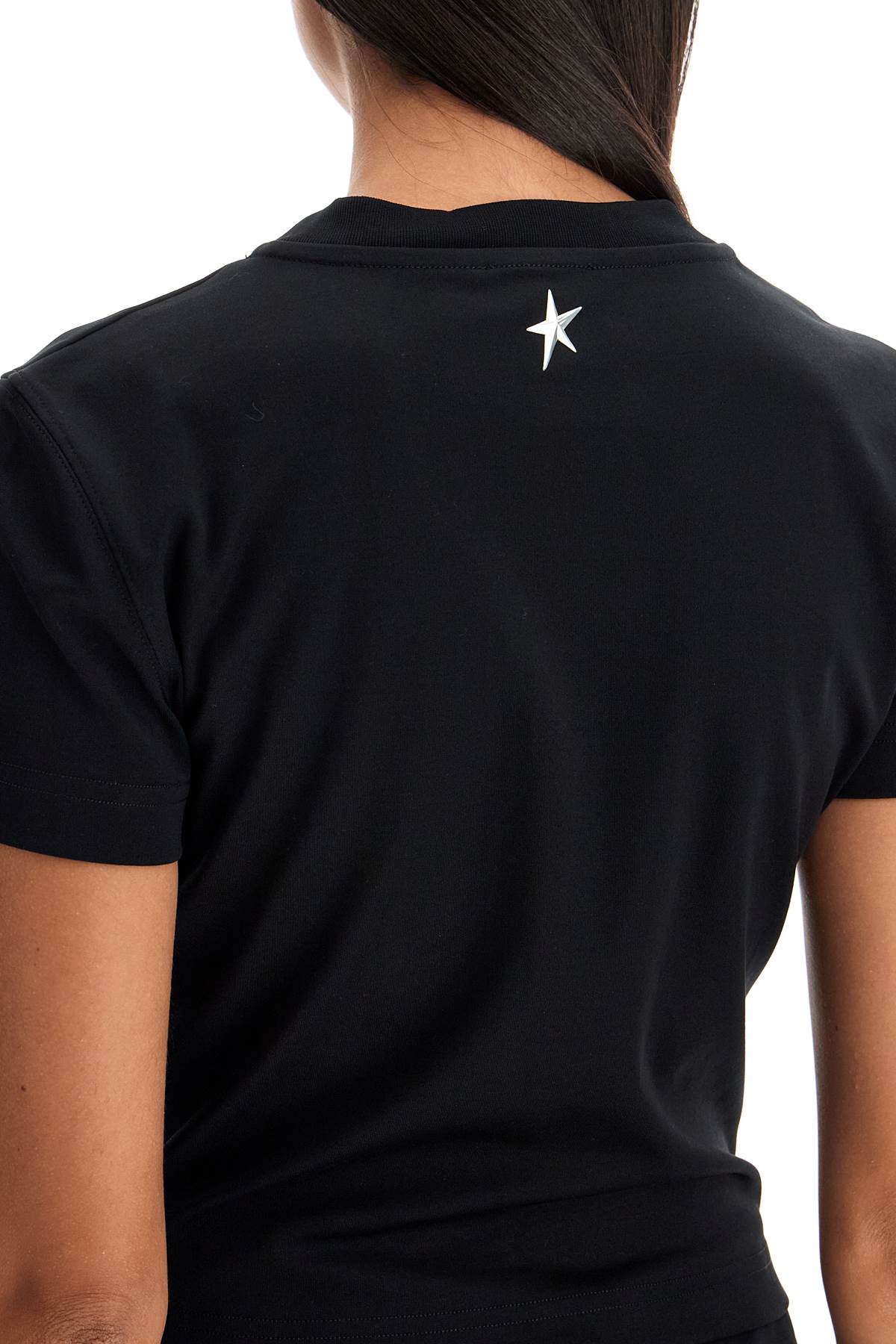 Mugler Cropped T-Shirt With Piercing