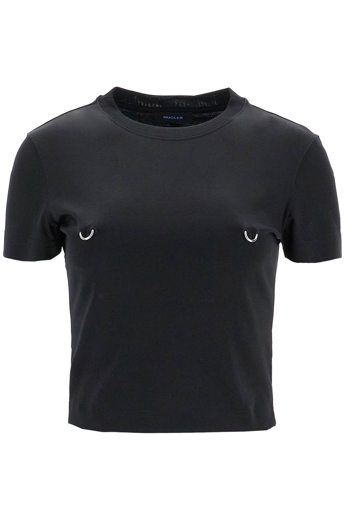 Mugler Cropped T-Shirt With Piercing