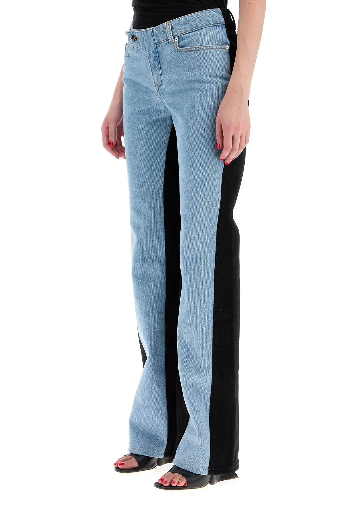 Mugler Bicolor Straight Leg Jeans With Two