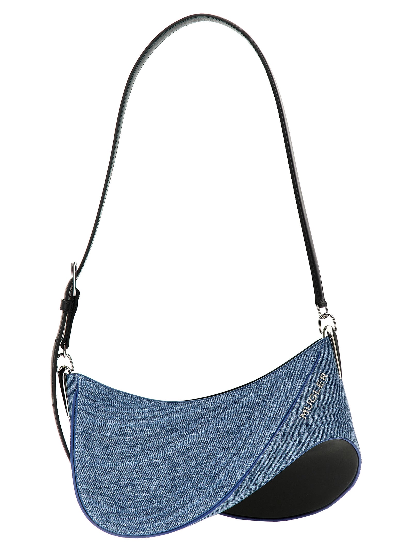 Mugler 'Medium Denim Spiral Curve 01' Shoulder Bag