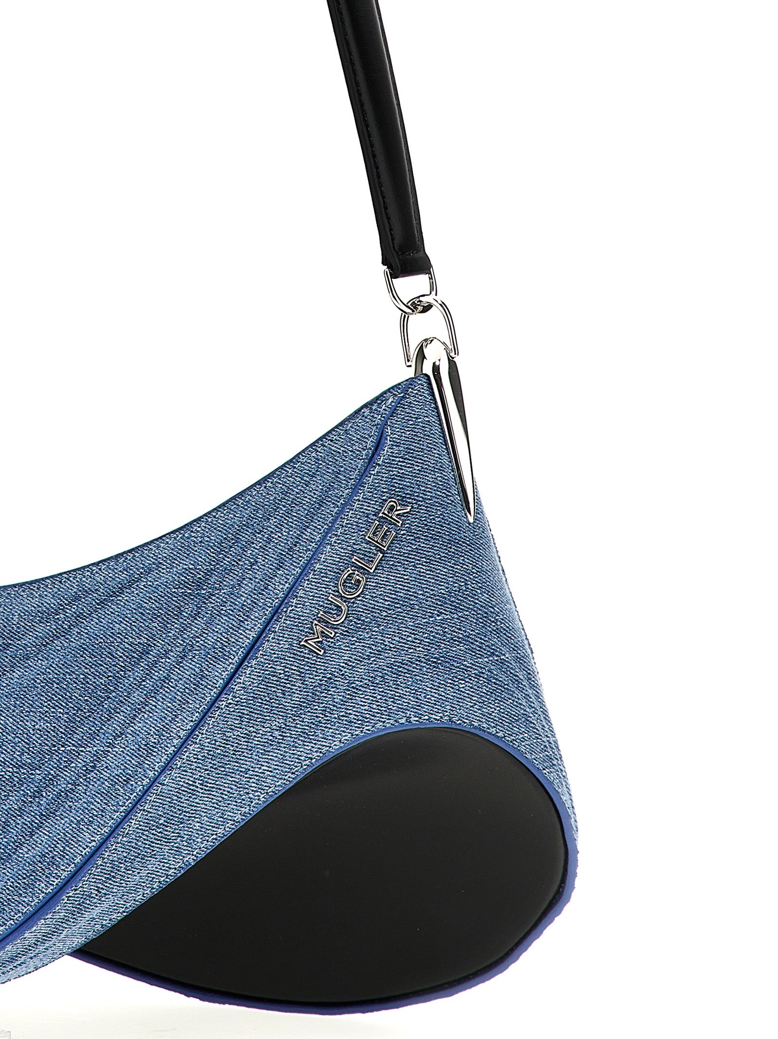 Mugler 'Medium Denim Spiral Curve 01' Shoulder Bag