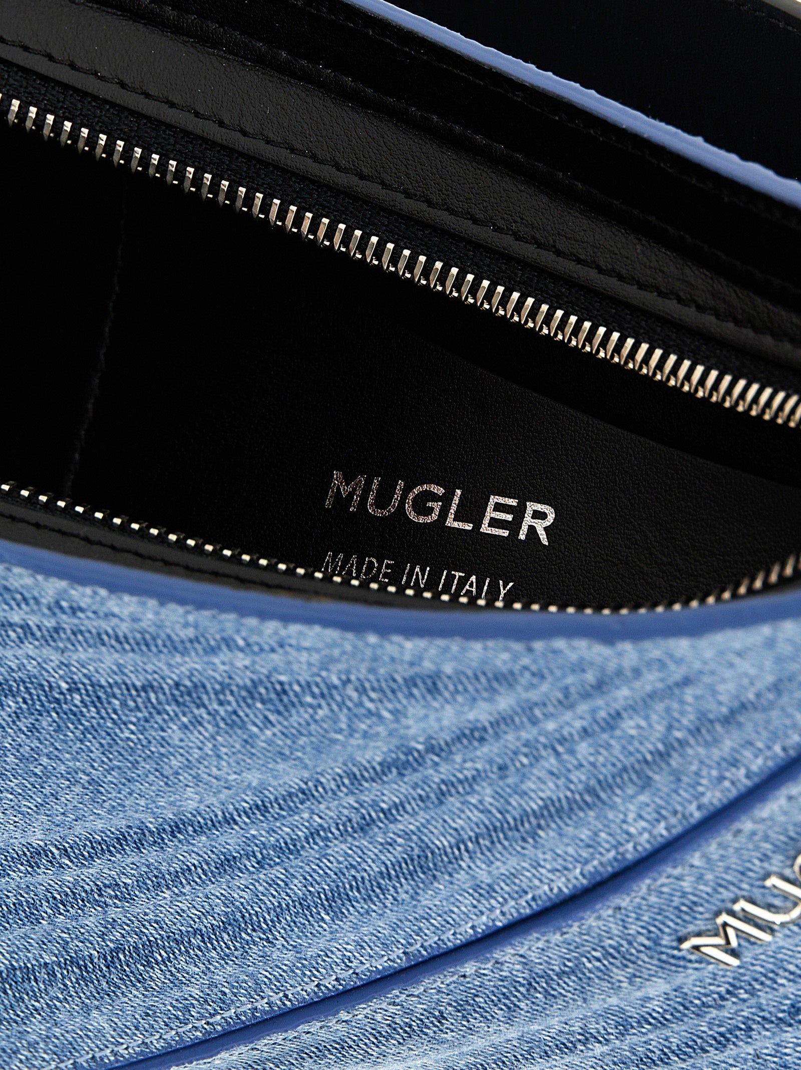 Mugler 'Medium Denim Spiral Curve 01' Shoulder Bag