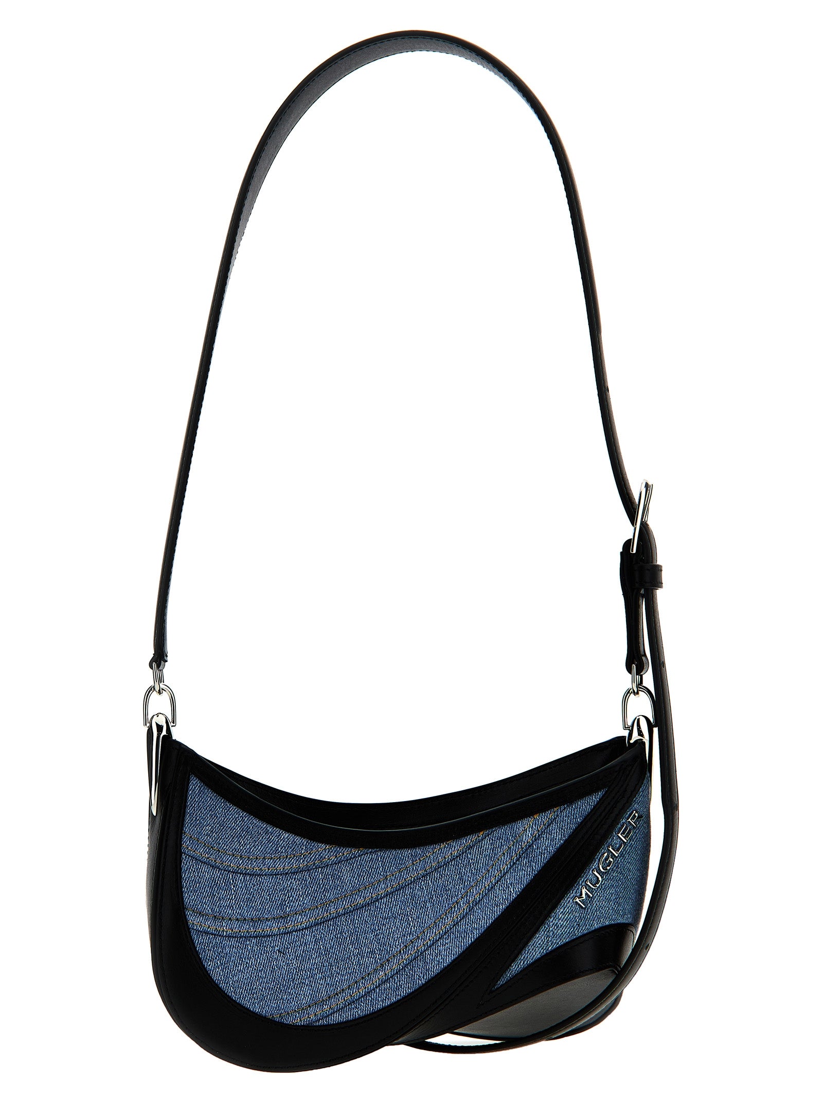 Mugler 'Small Denim Spiral Curve 01' Shoulder Bag