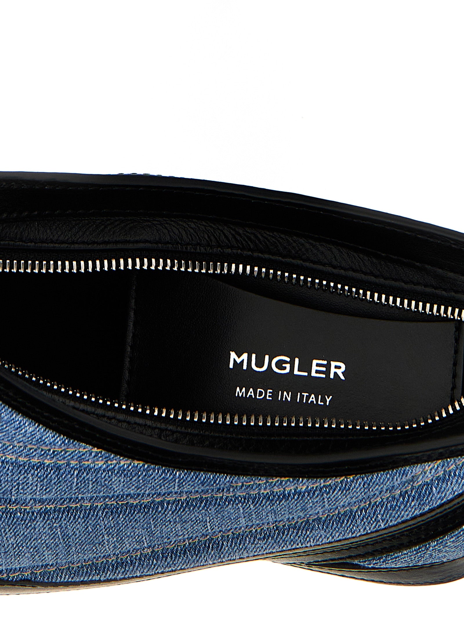 Mugler 'Small Denim Spiral Curve 01' Shoulder Bag