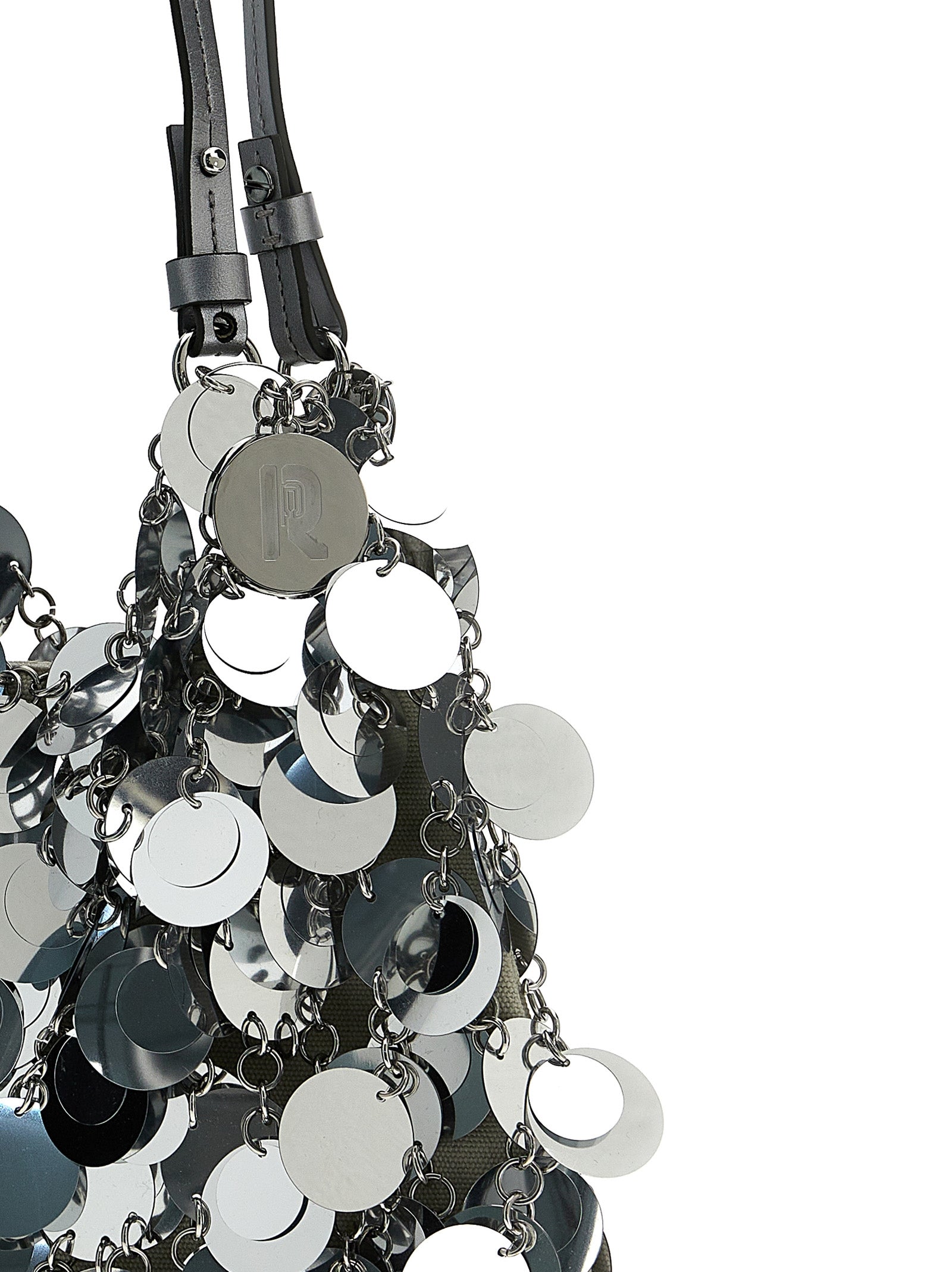 Paco Rabanne 'Silver Sparkle Discs Large' Shoulder Bag