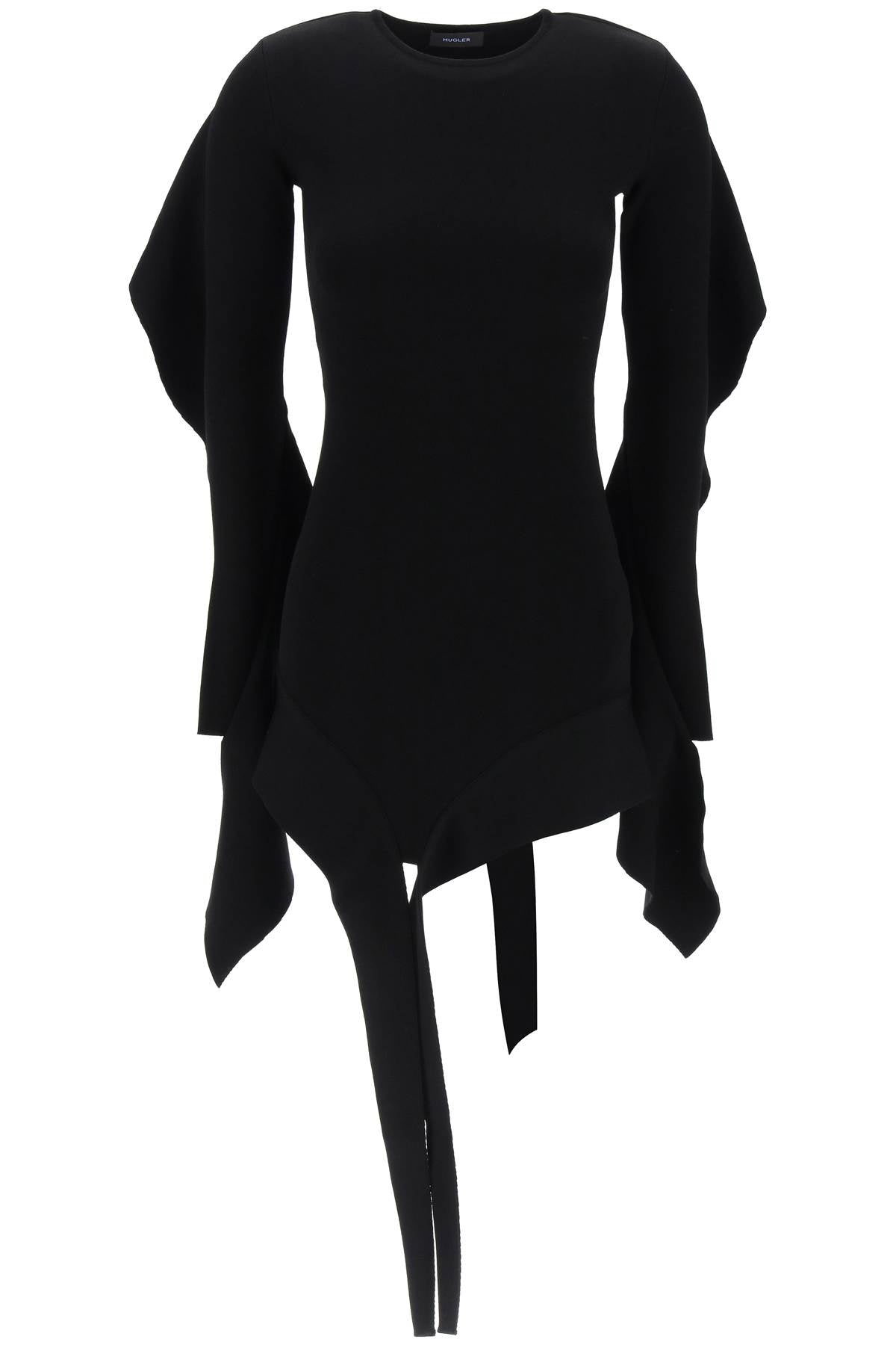 Mugler Asymmetric Mini Dress With Ruffle Details