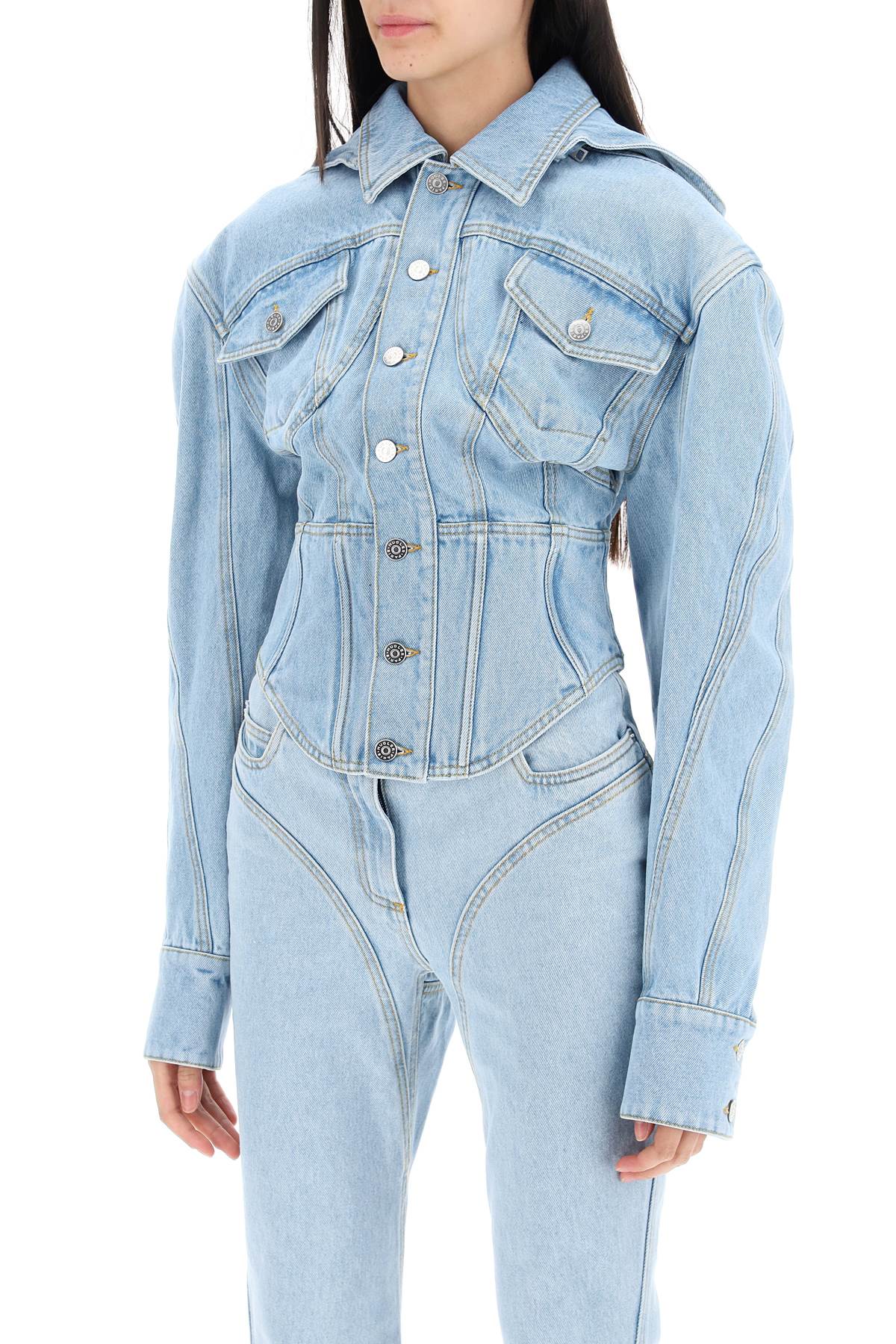 Mugler Denim Jacket With Corset Detail