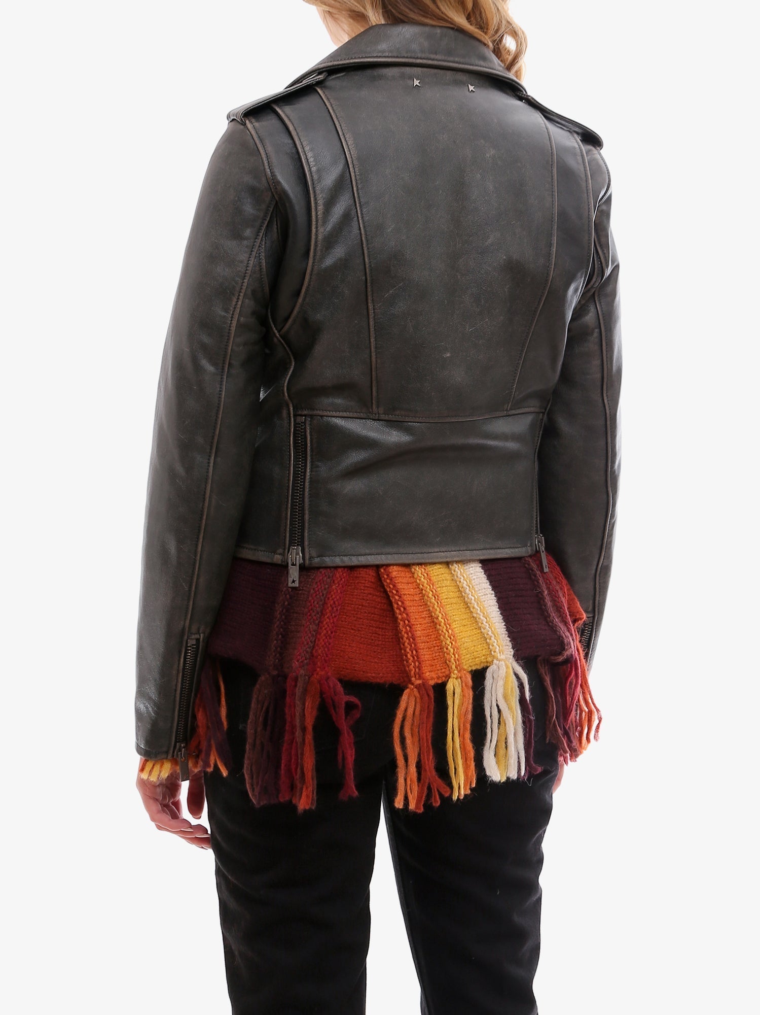 Golden Goose Slim Fit Destiny Lived-in Effect Leather Biker