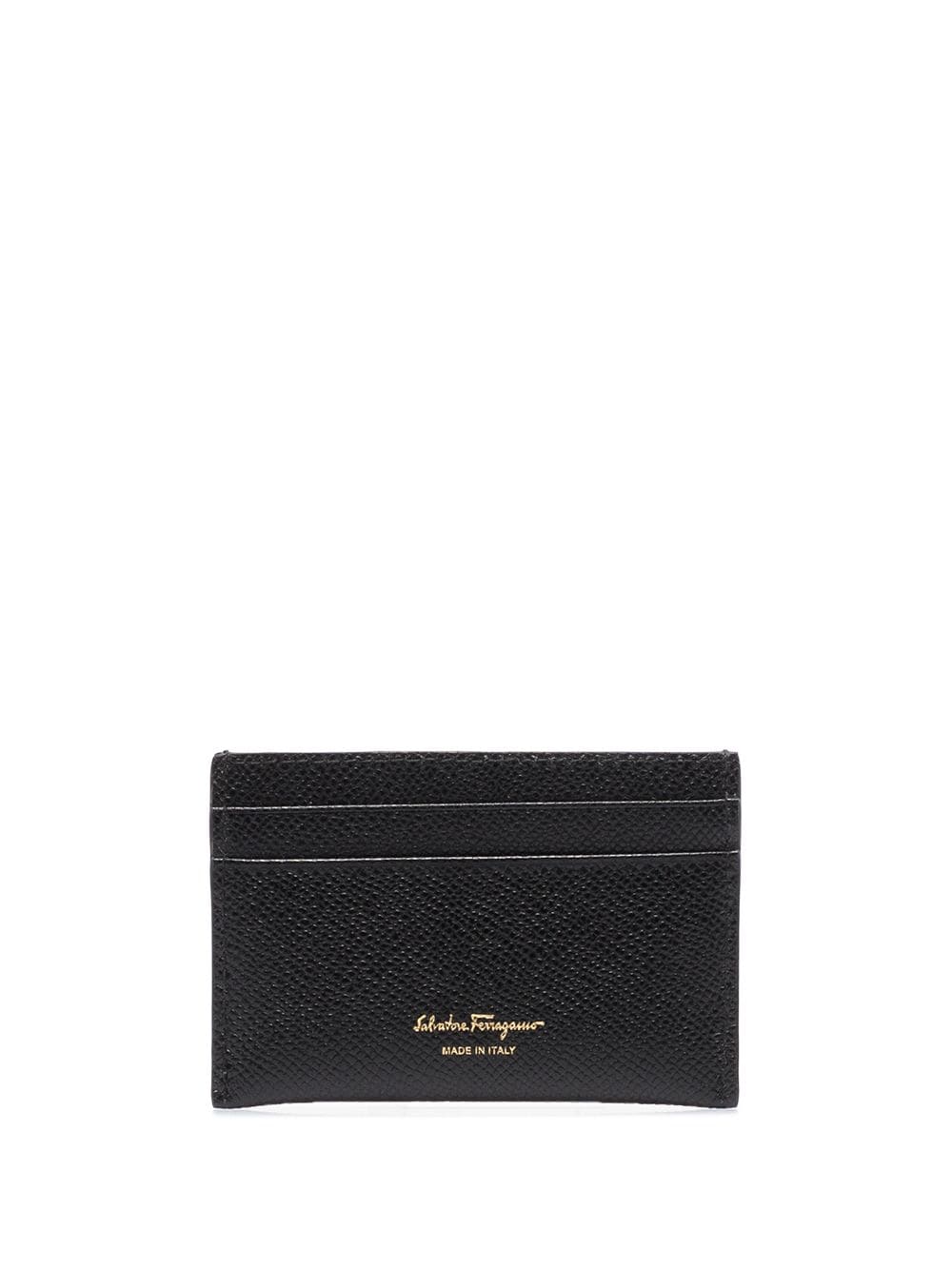 Ferragamo Gold Gancini Hammered Leather Card Holder