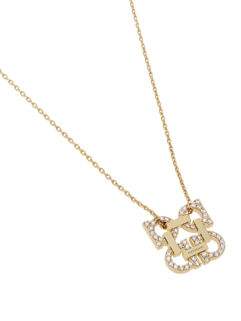 Ferragamo Crystal Embellished Four Gancini Pendant Necklace