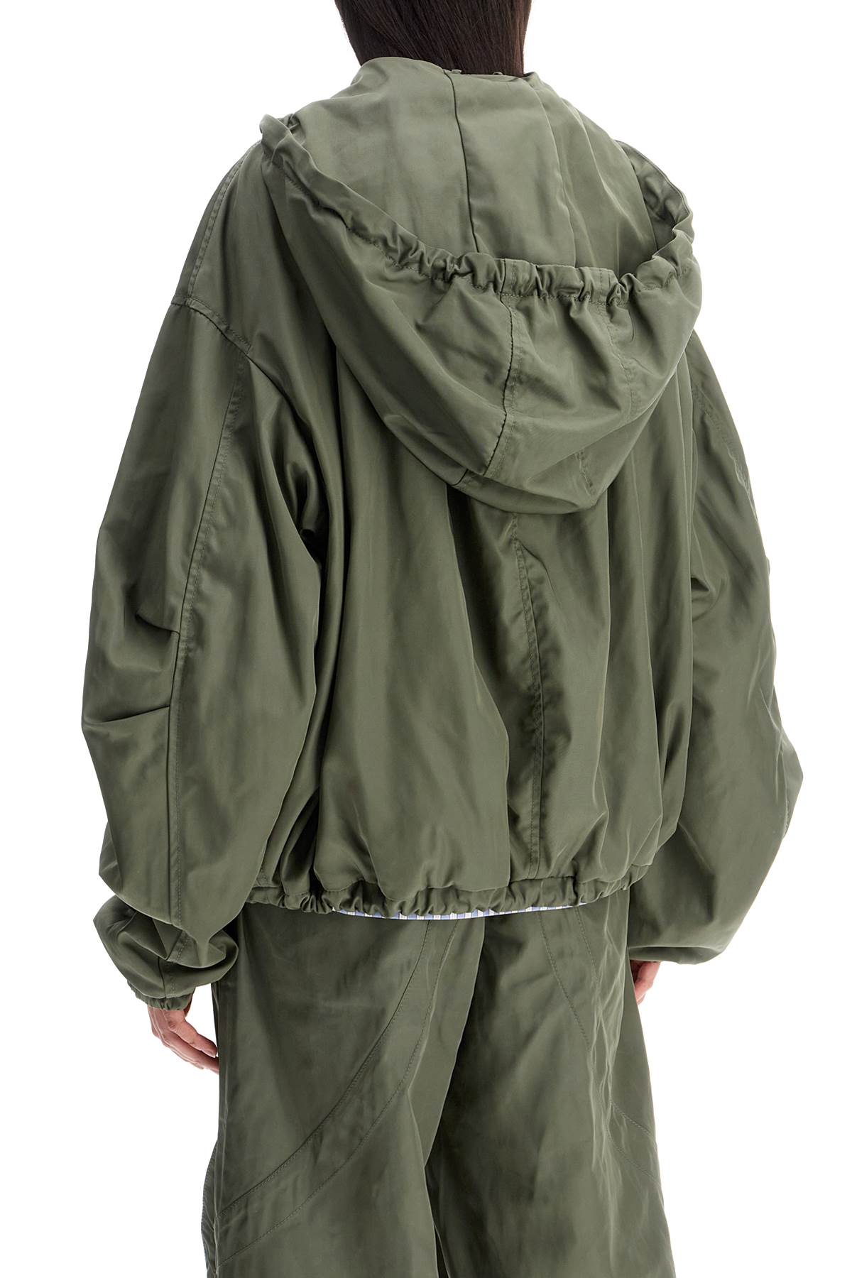 The Attico Giubbotto Bomber Con Cappuccio Regolabile Verde Militare