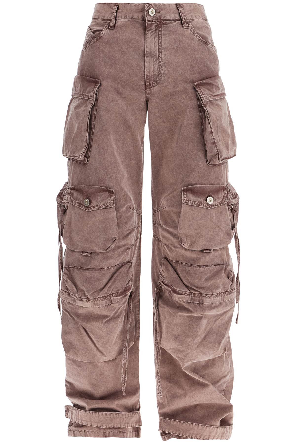 The Attico High-Waisted Wide-Leg Cargo Pants Washed Mauve