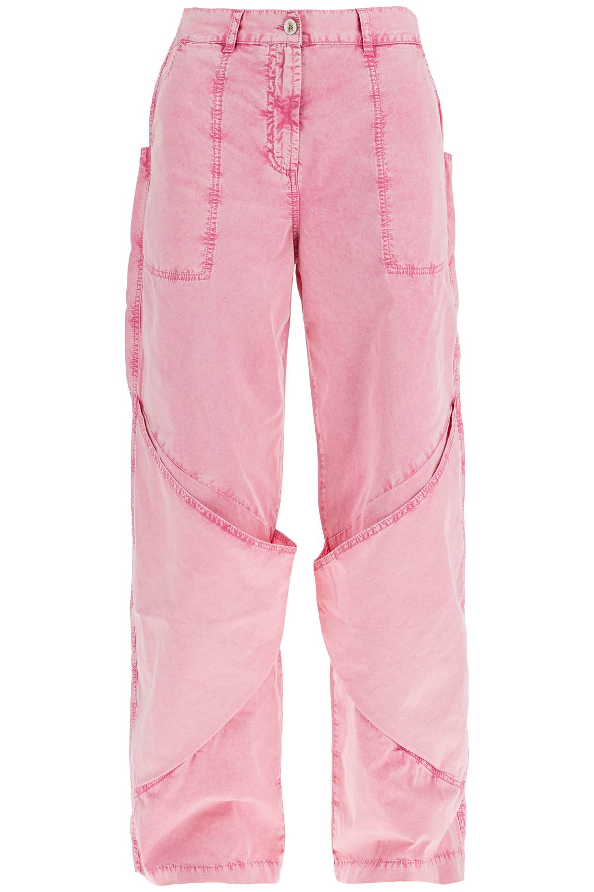 The Attico High-Waisted Loose Fit Pink Palazzo Pants In Cotton