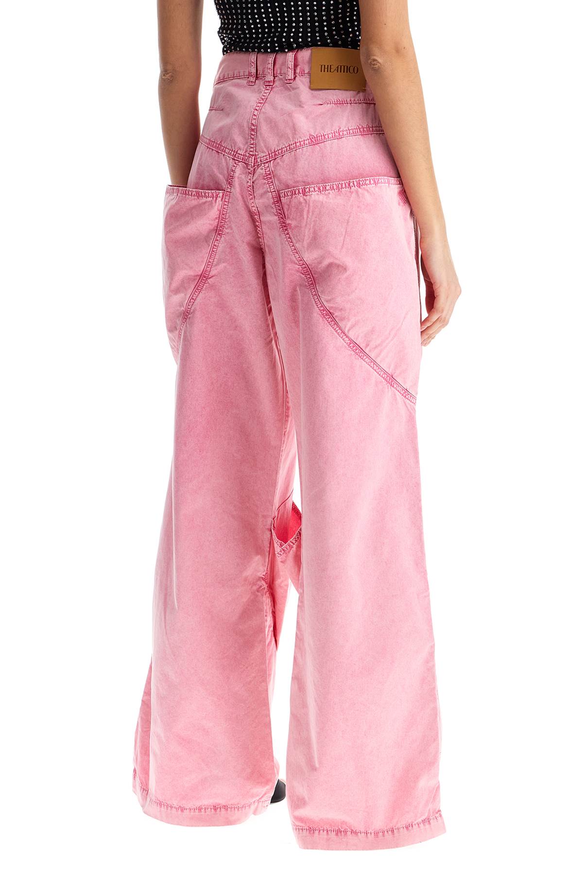 The Attico High-Waisted Loose Fit Pink Palazzo Pants In Cotton