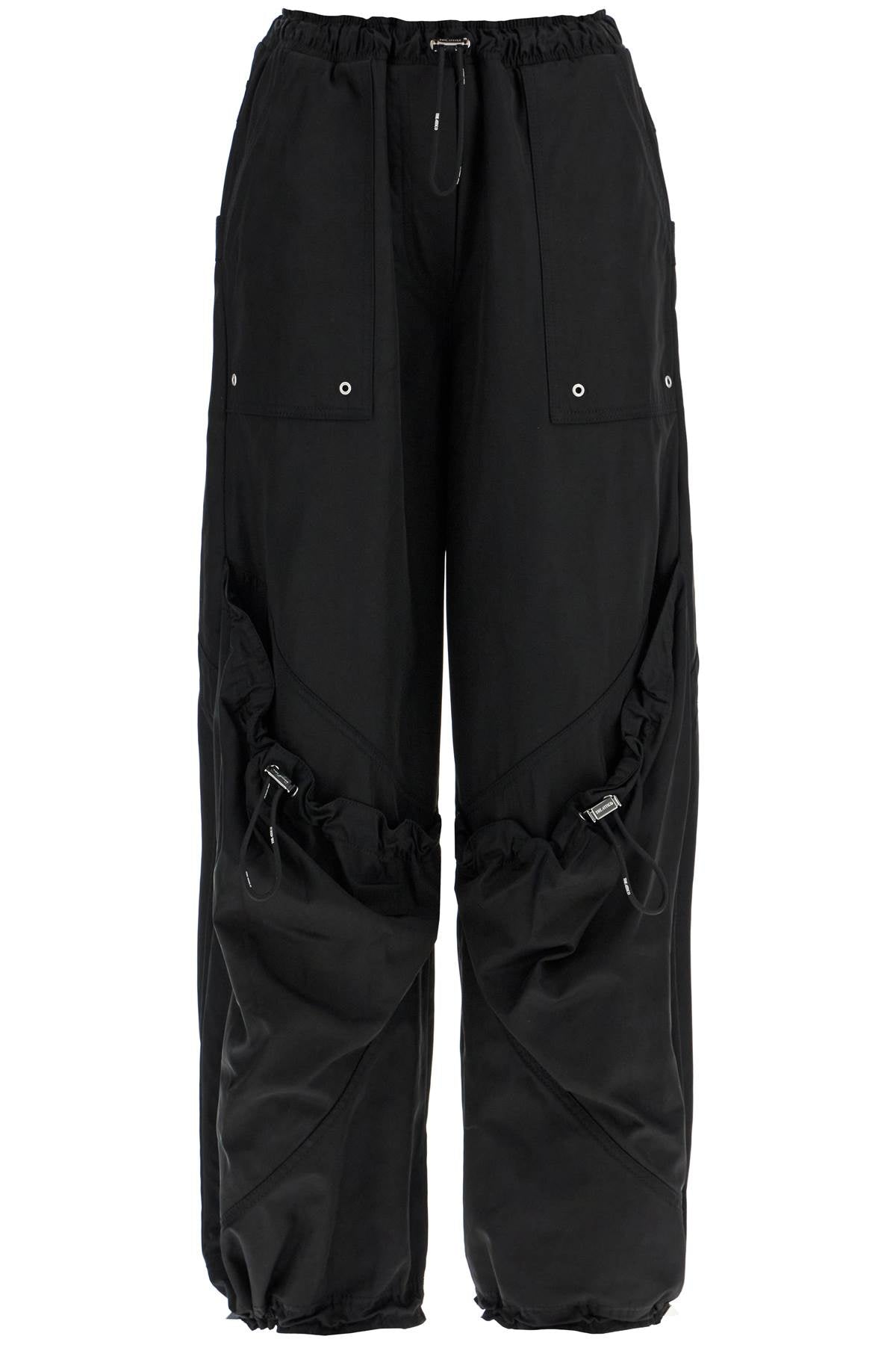 The Attico High-Waisted Black Elasticated Loose Fit Trousers With Pockets