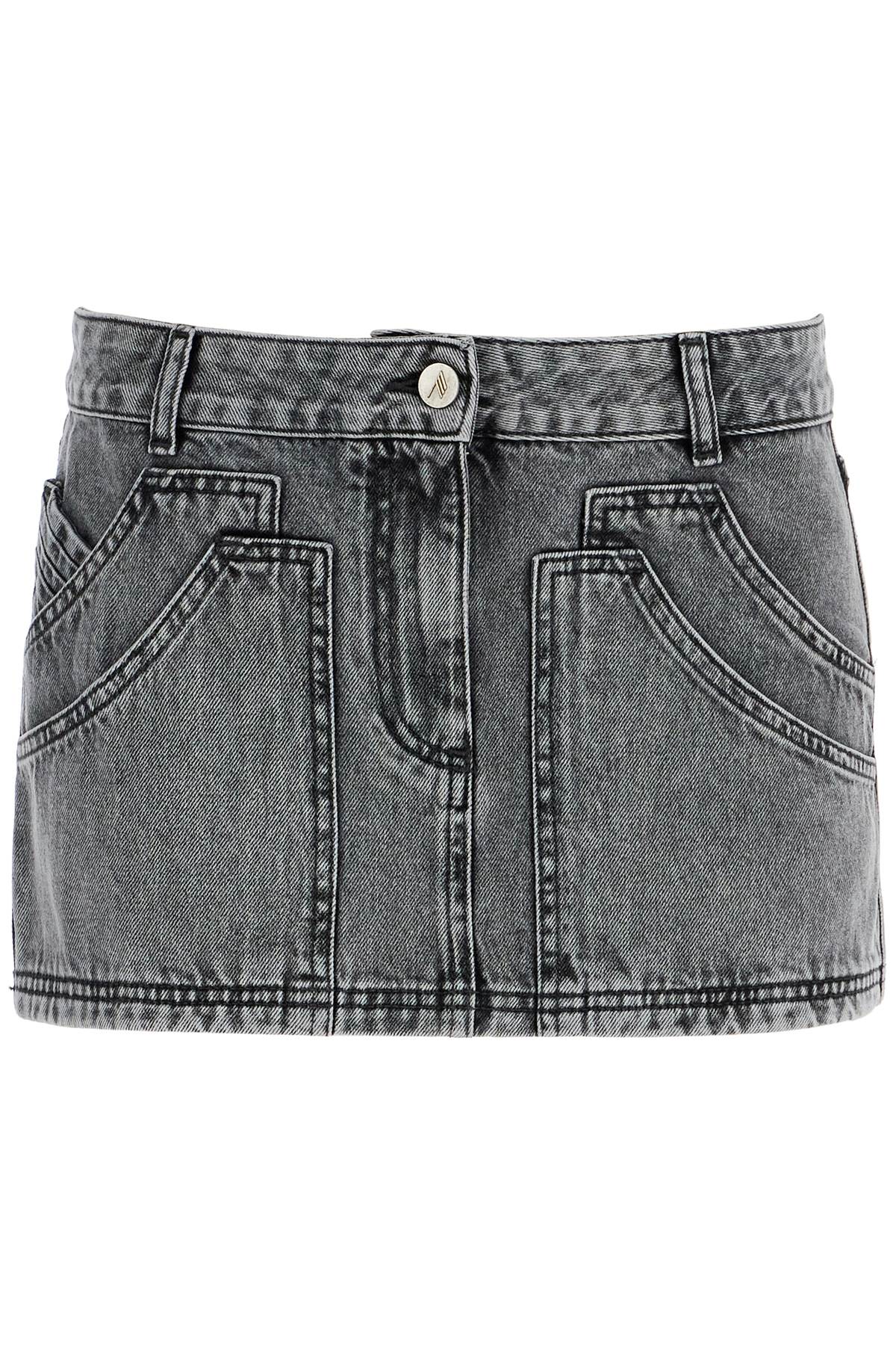 The Attico Gray High-Waisted Slim Fit Denim Mini Skirt