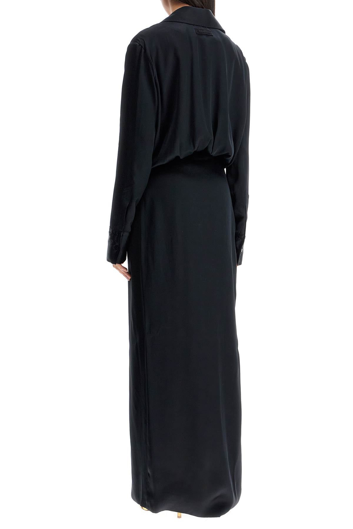 The Attico Black Long Sleeve Midi Dress With Side Slit