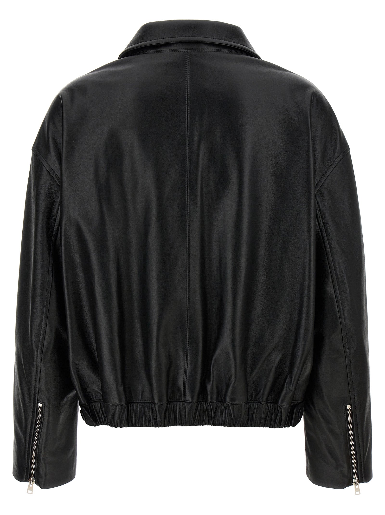 Yves Salomon Leather Bomber Jacket