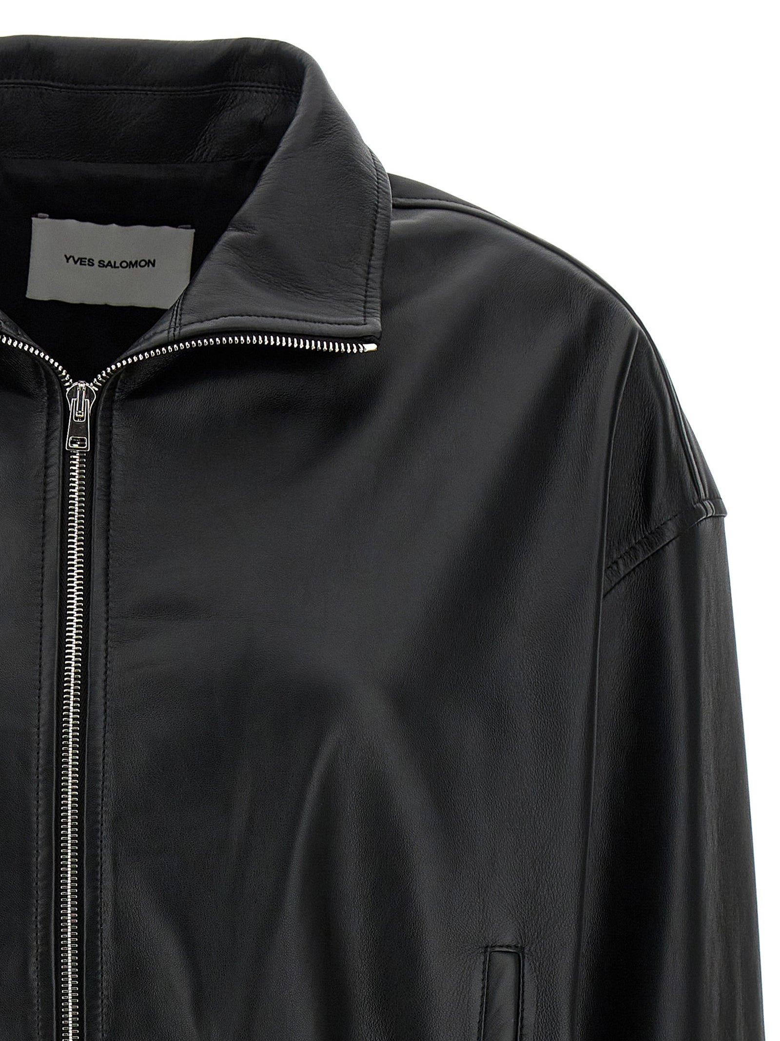 Yves Salomon Leather Bomber Jacket