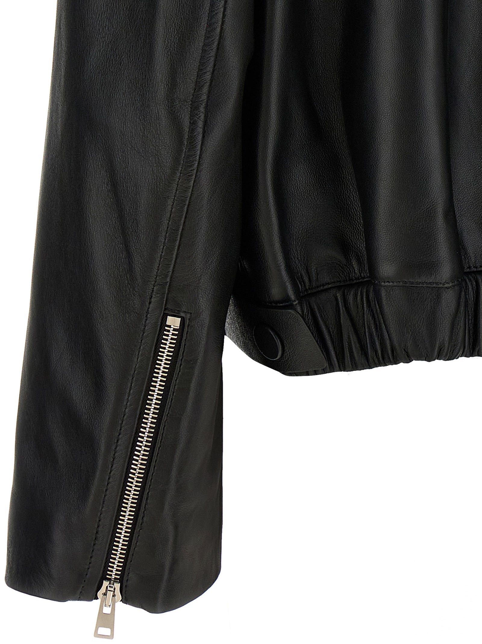 Yves Salomon Leather Bomber Jacket