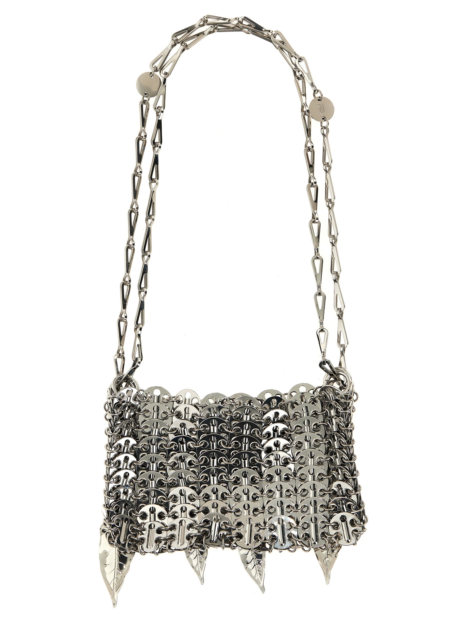 Paco Rabanne Silver Nano Bag Metalic Leaves Shoulder Bag