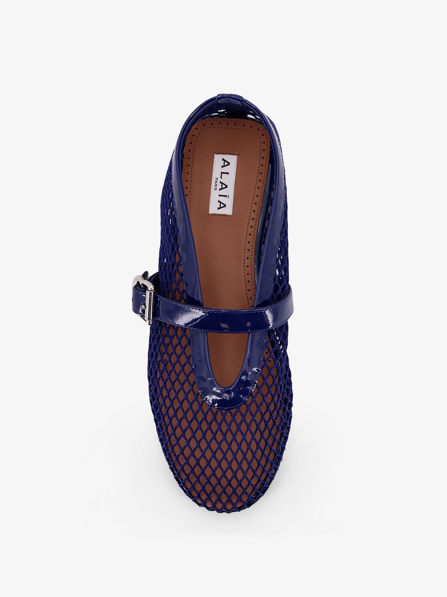 Alaïa Mesh Ballet Flats With Patent Leather Profile