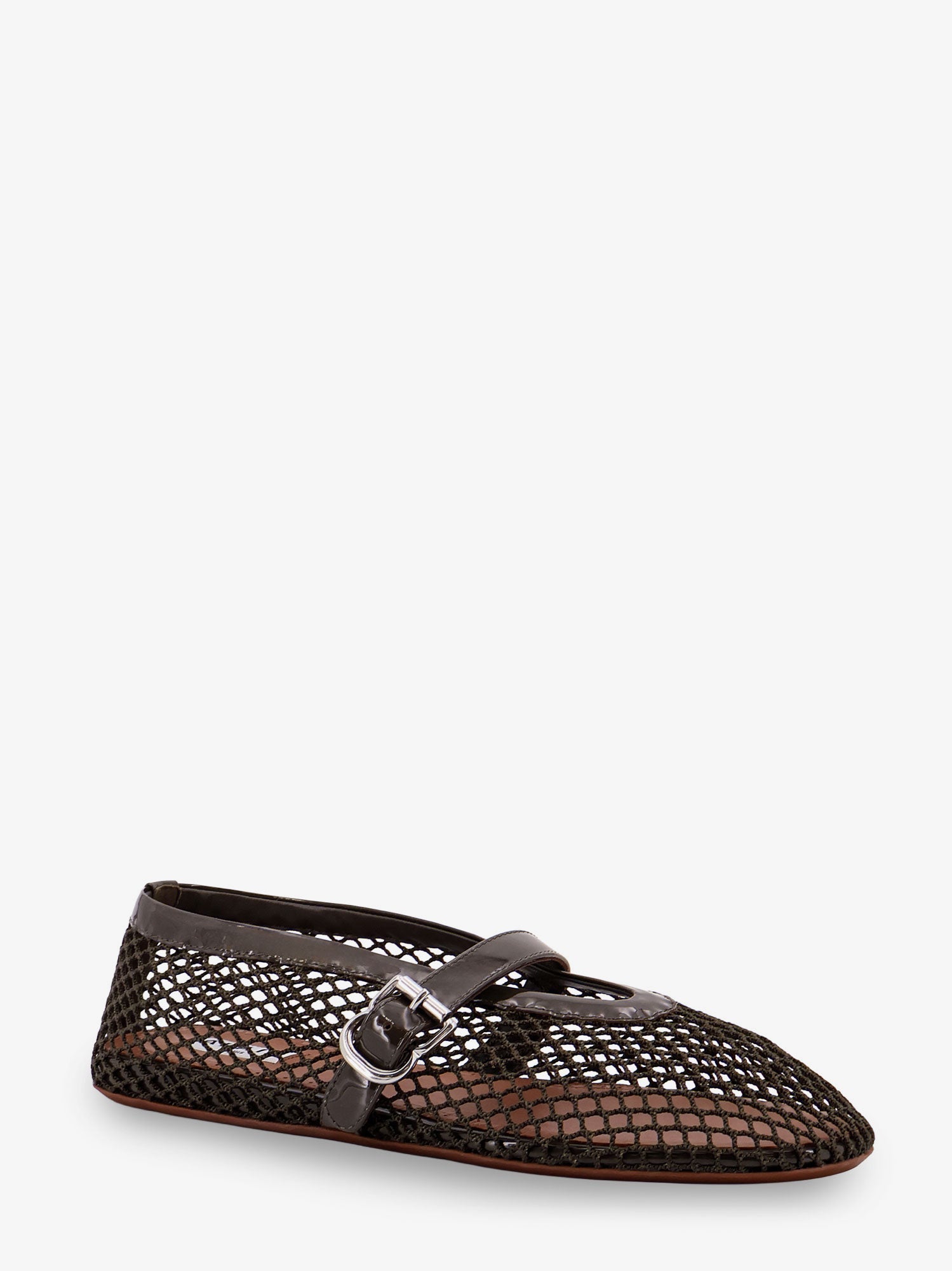 Alaïa Ballet Flats Mesh Ballerinas With Patent Leather Profiles