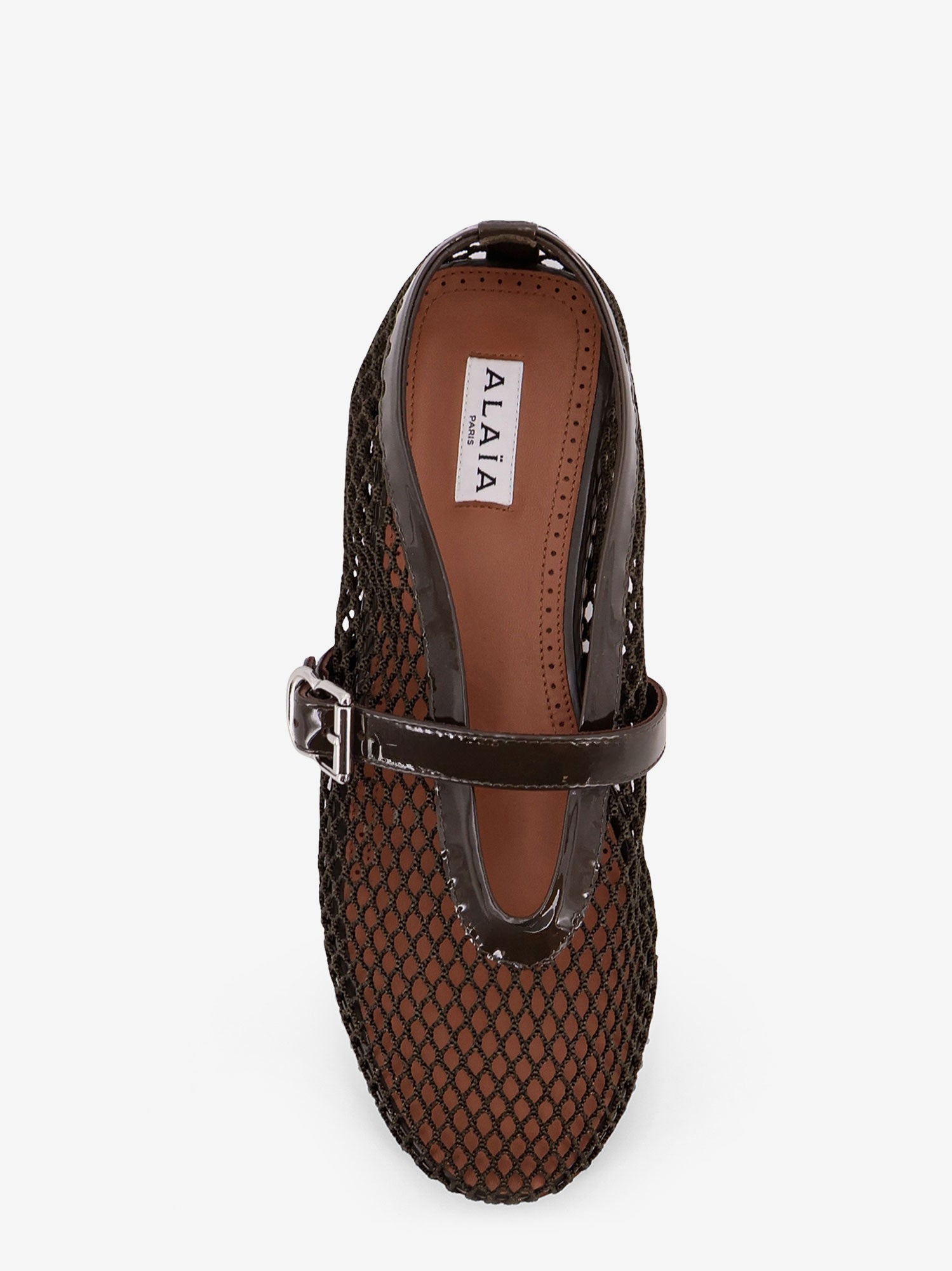 Alaïa Ballet Flats Mesh Ballerinas With Patent Leather Profiles