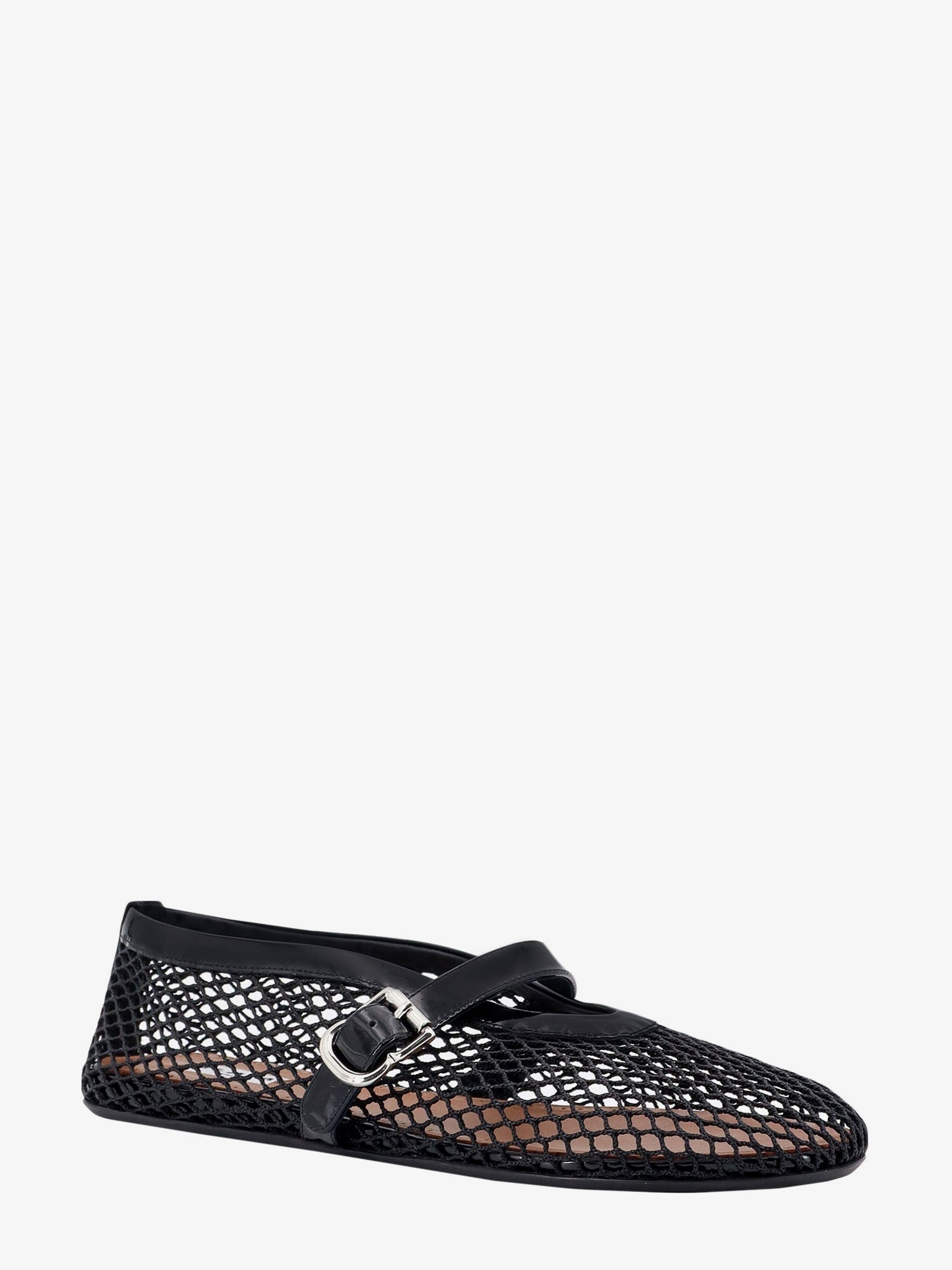 Alaïa Fishnet Ballerinas With Patent Leather Profiles