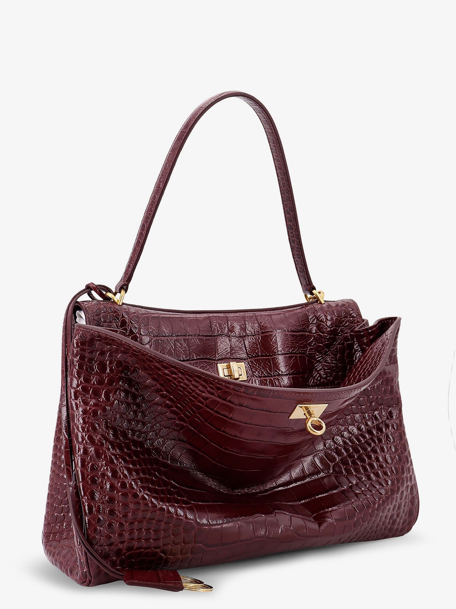 Balenciaga Rodeo Leather Shoulder Bag With Croco Effect