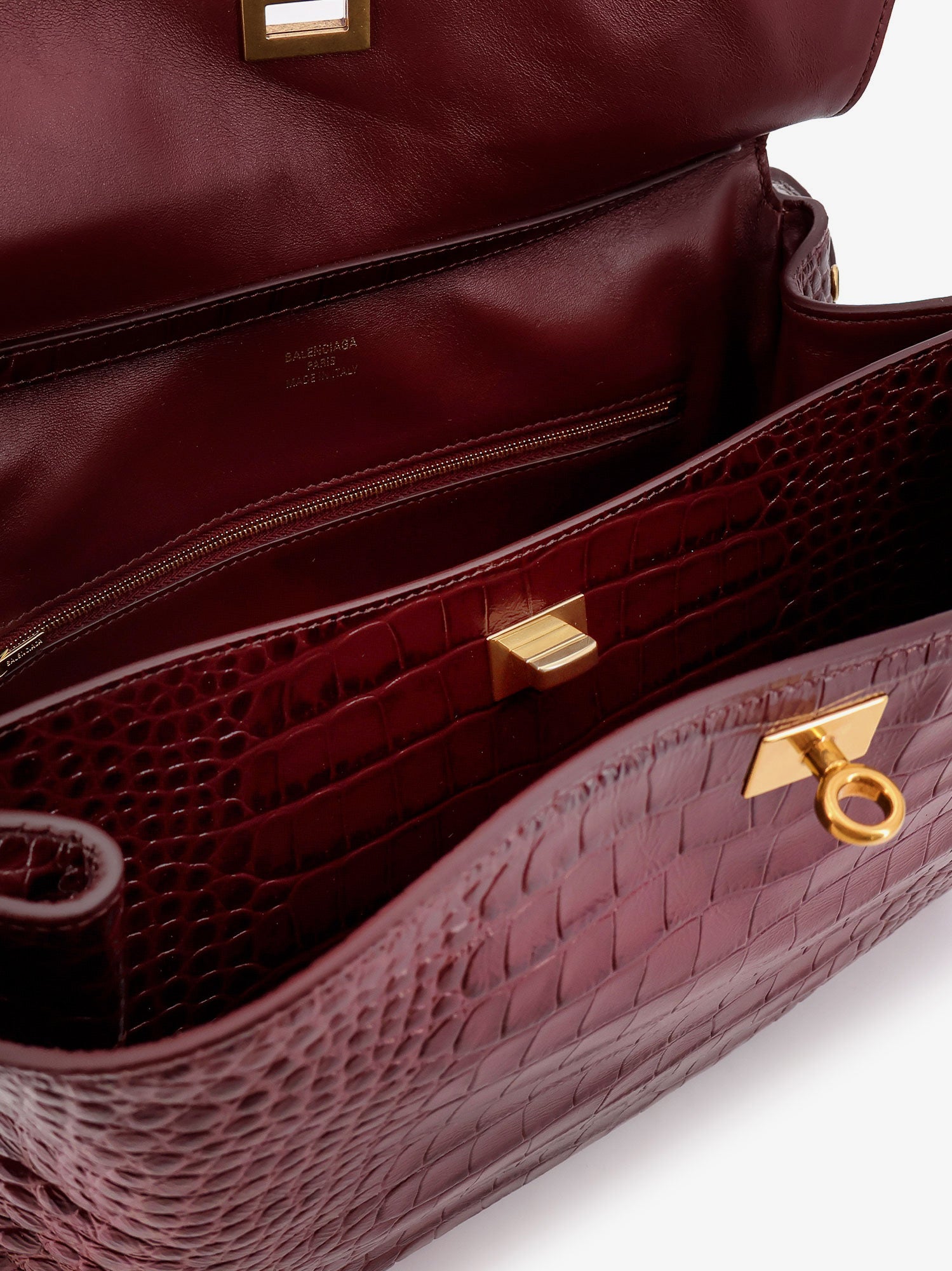 Balenciaga Rodeo Leather Shoulder Bag With Croco Effect